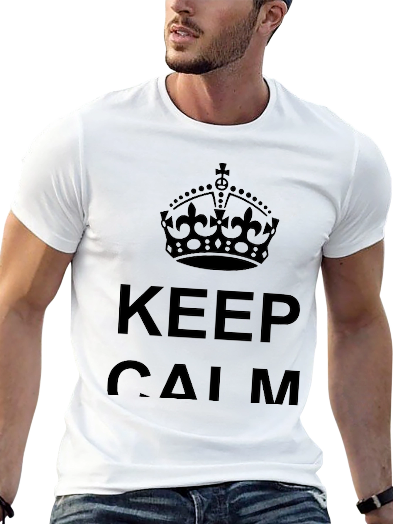 Keep Calm Graphic Print Black T-Shirt