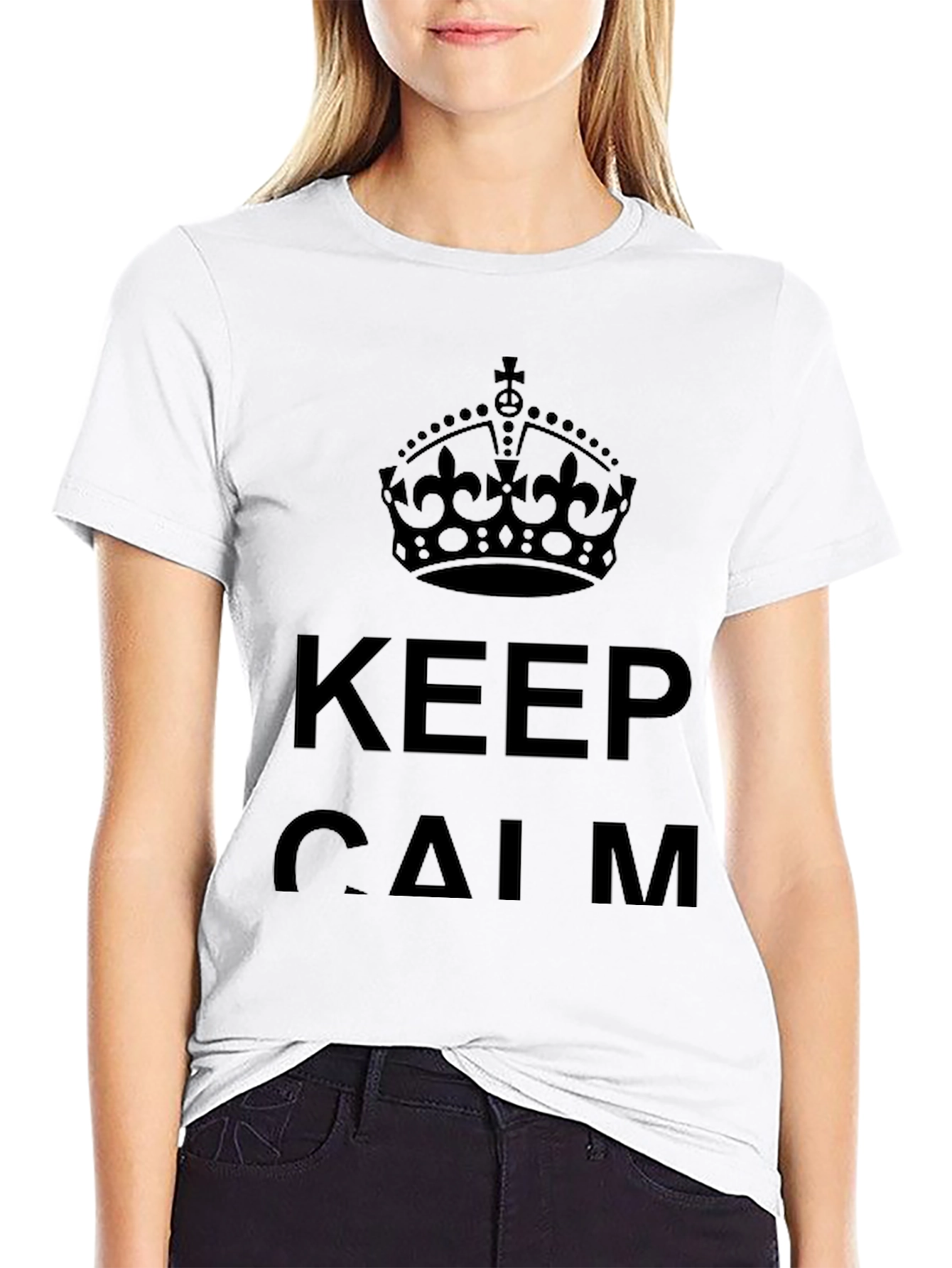 Keep Calm Graphic Print Black T-Shirt