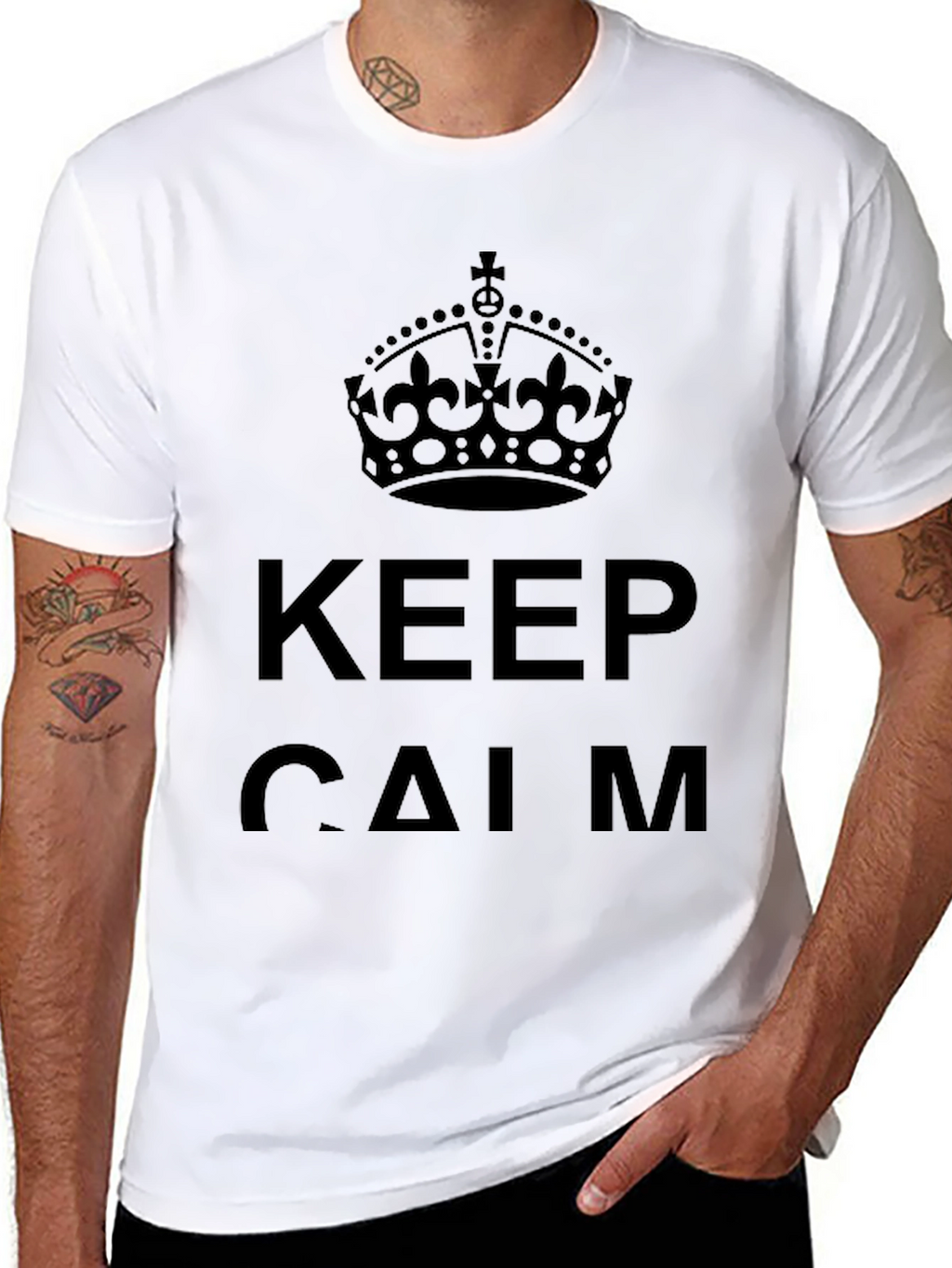 Keep Calm Graphic Print Black T-Shirt