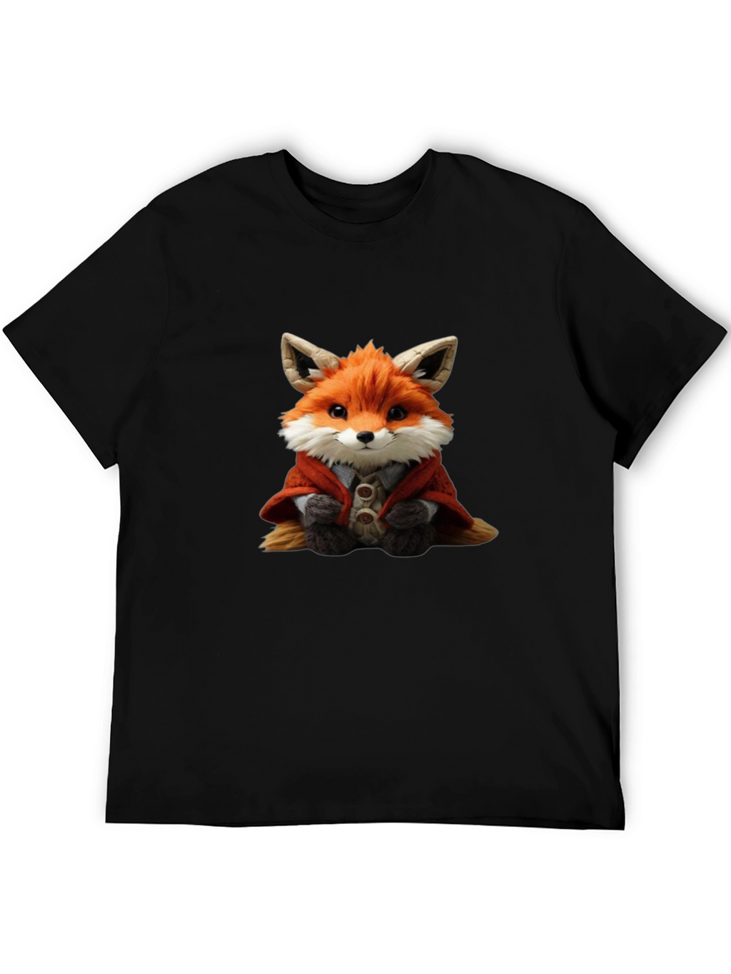 Cute Fox Portrait Black T-Shirt