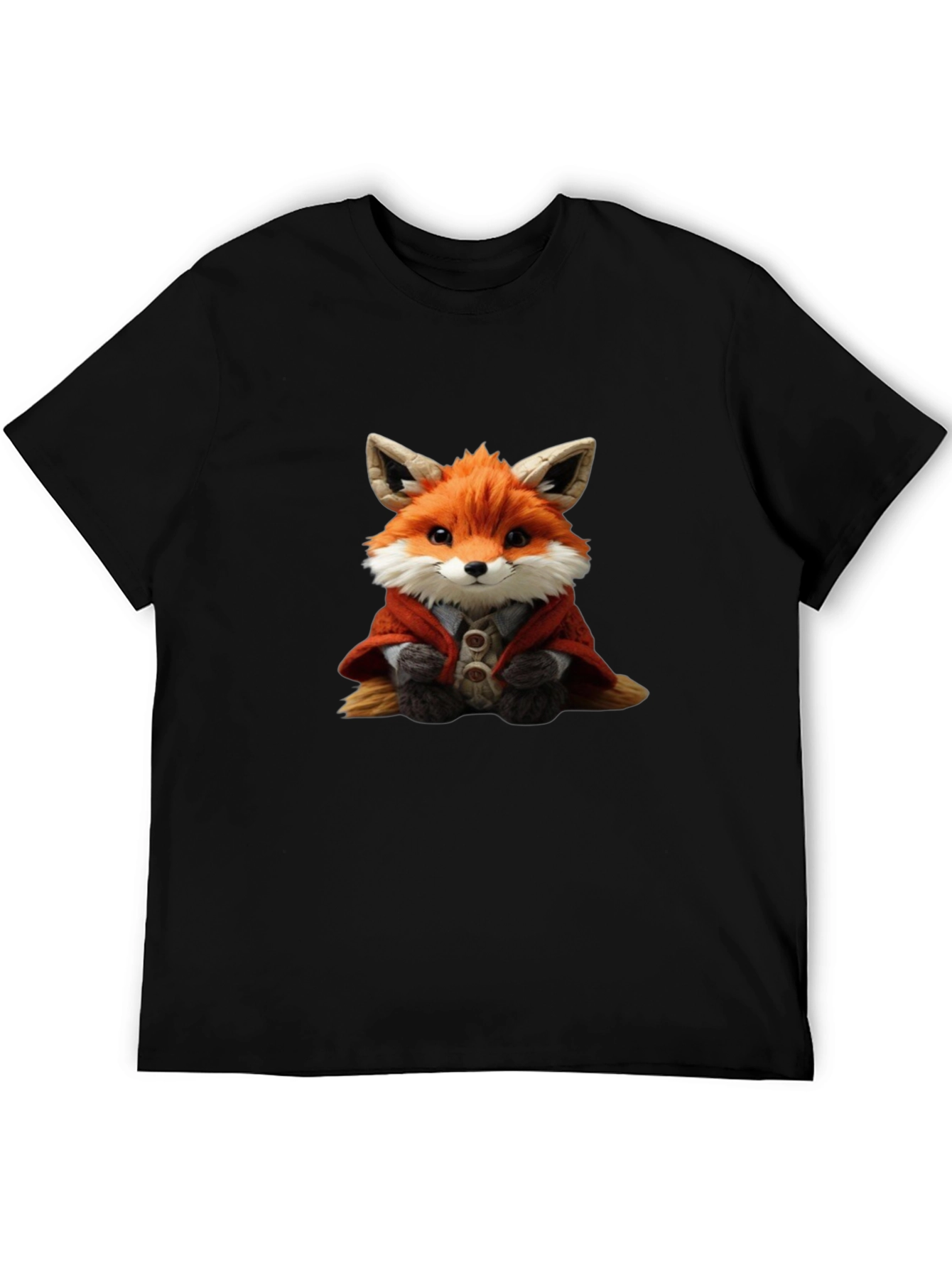 Cute Fox Portrait Black T-Shirt