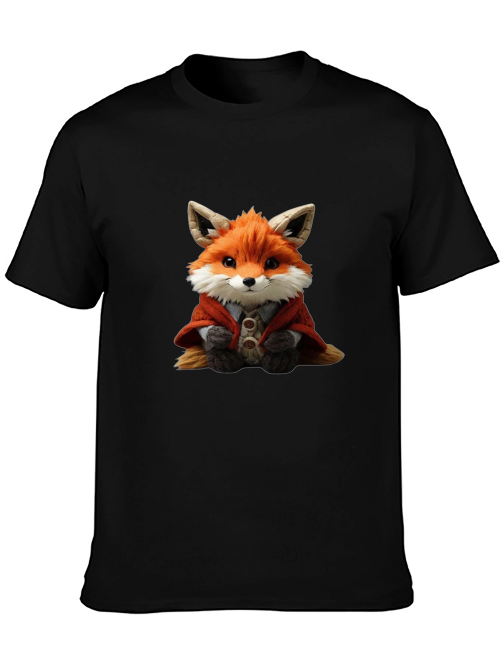 Cute Fox Portrait Black T-Shirt