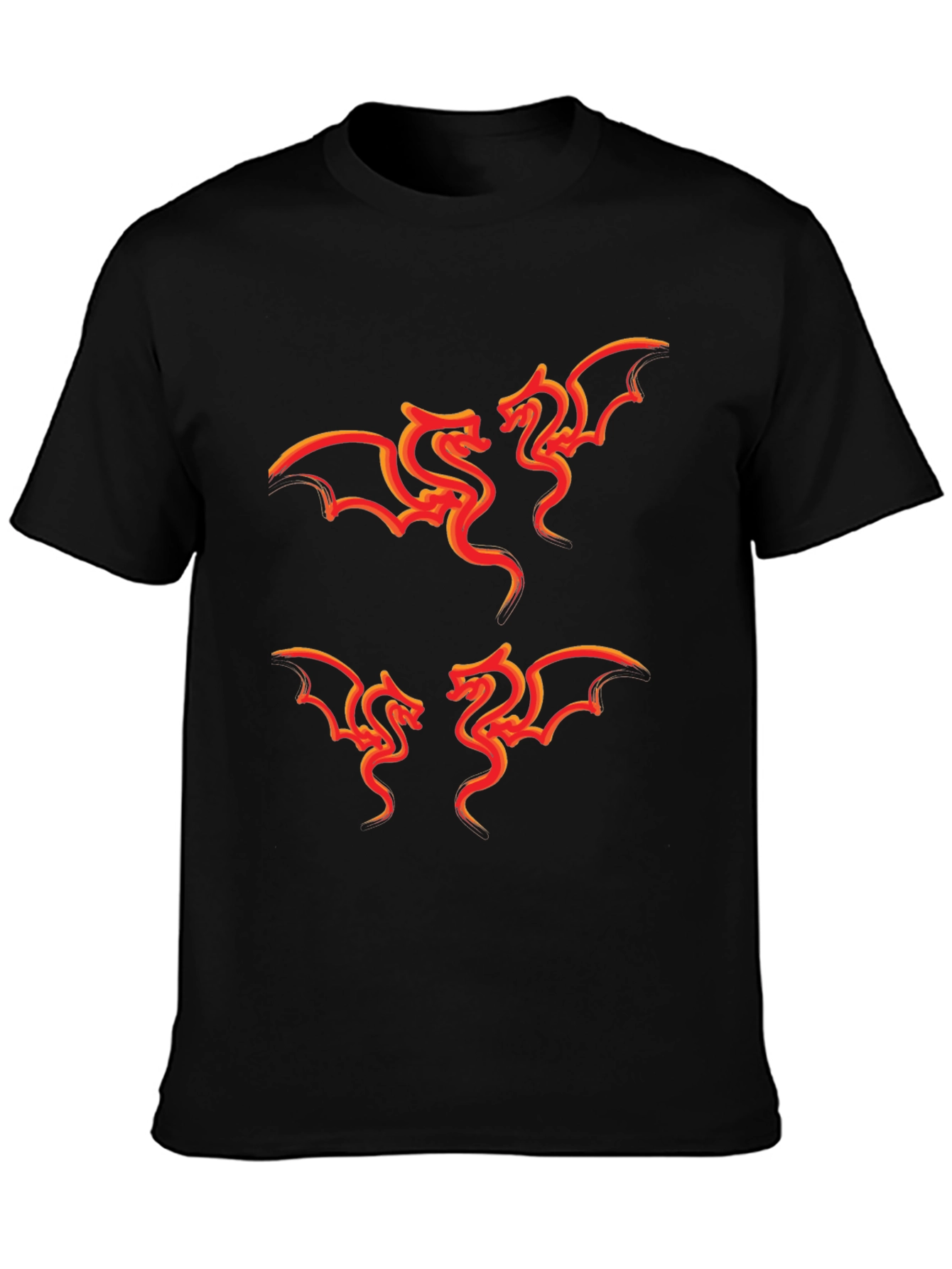 Fiery Dragon Graphic Tee - Stylish Black T-Shirt