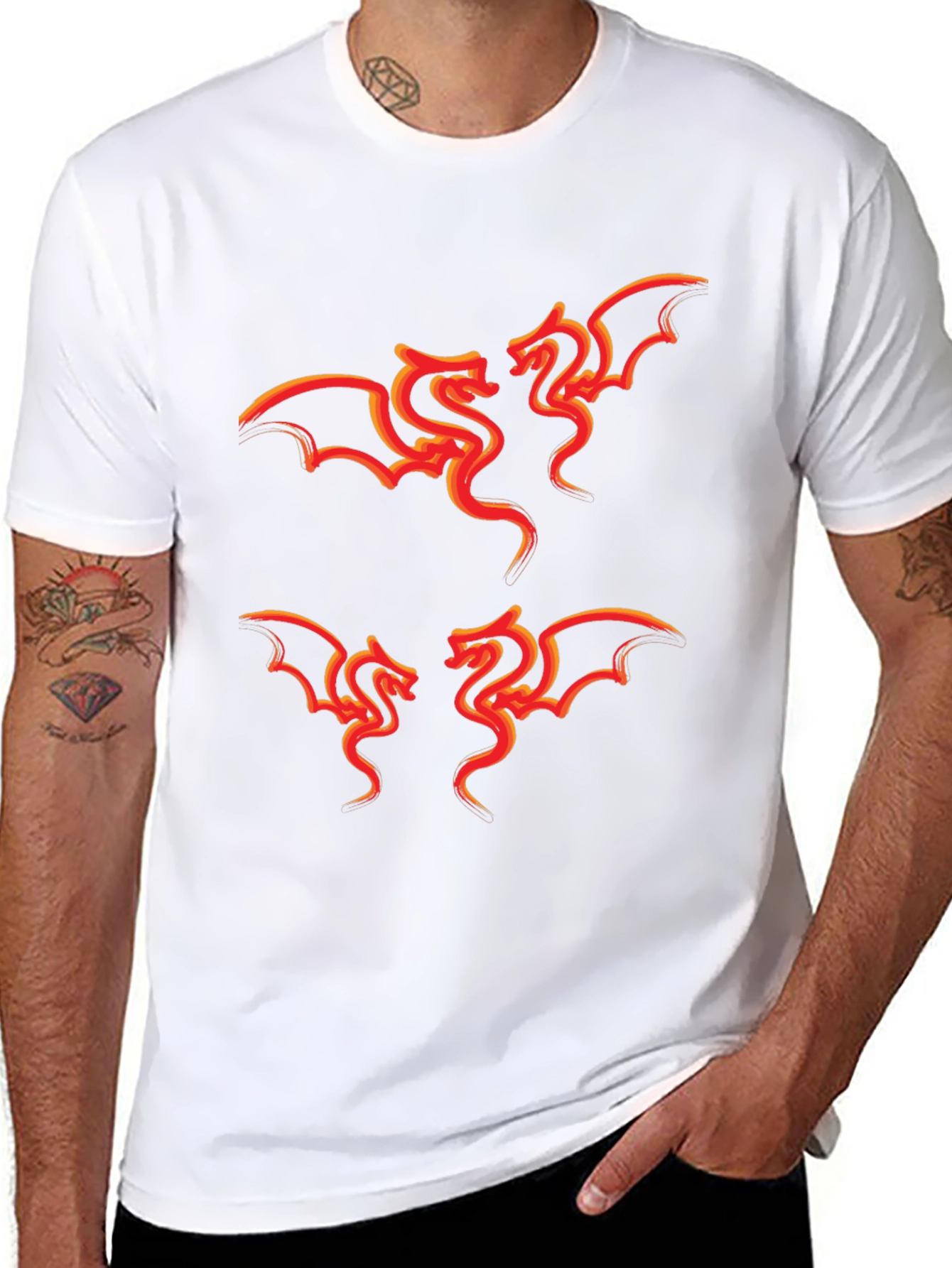 Fiery Dragon Graphic Tee - Stylish Black T-Shirt