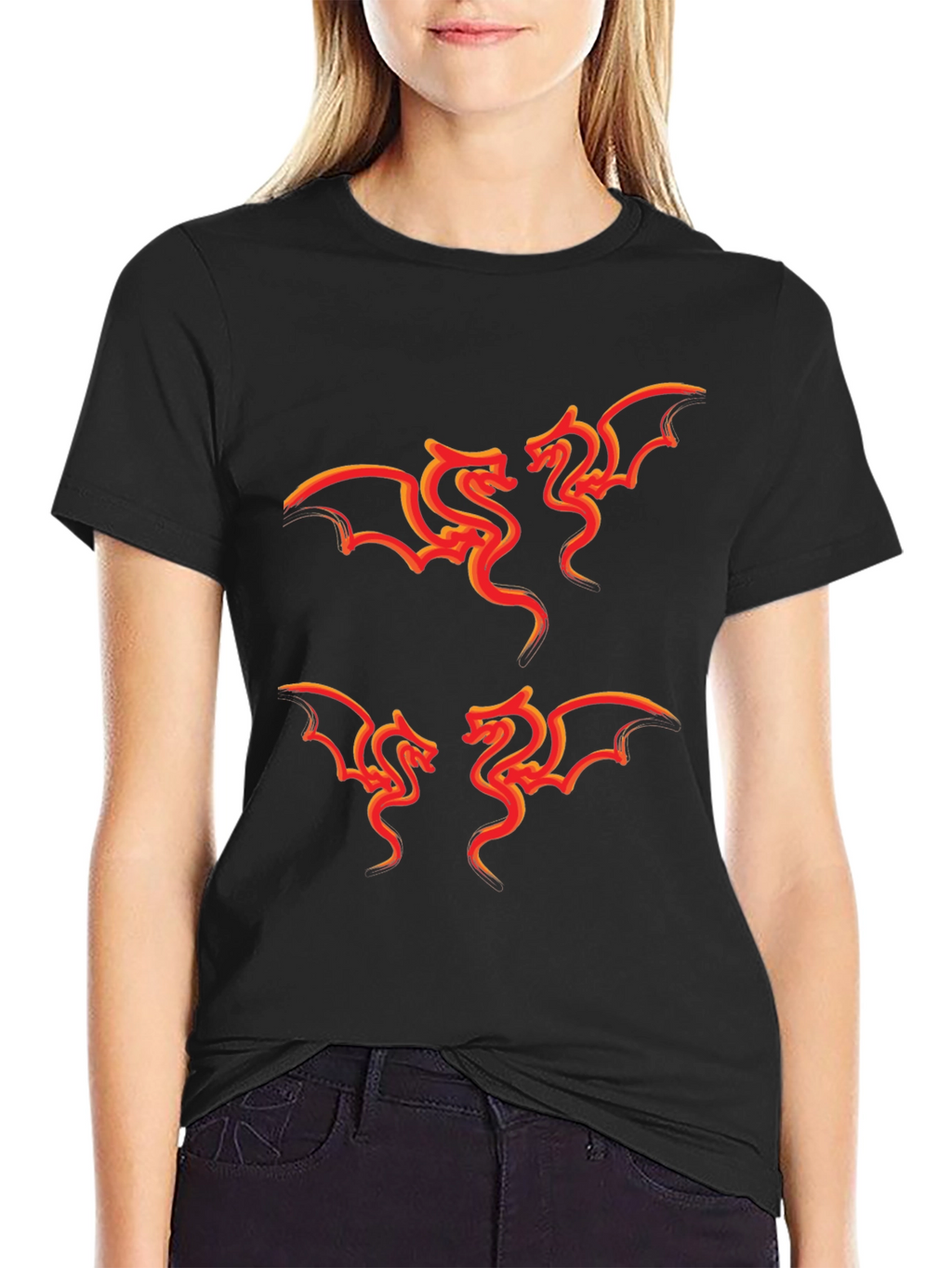 Fiery Dragon Graphic Tee - Stylish Black T-Shirt