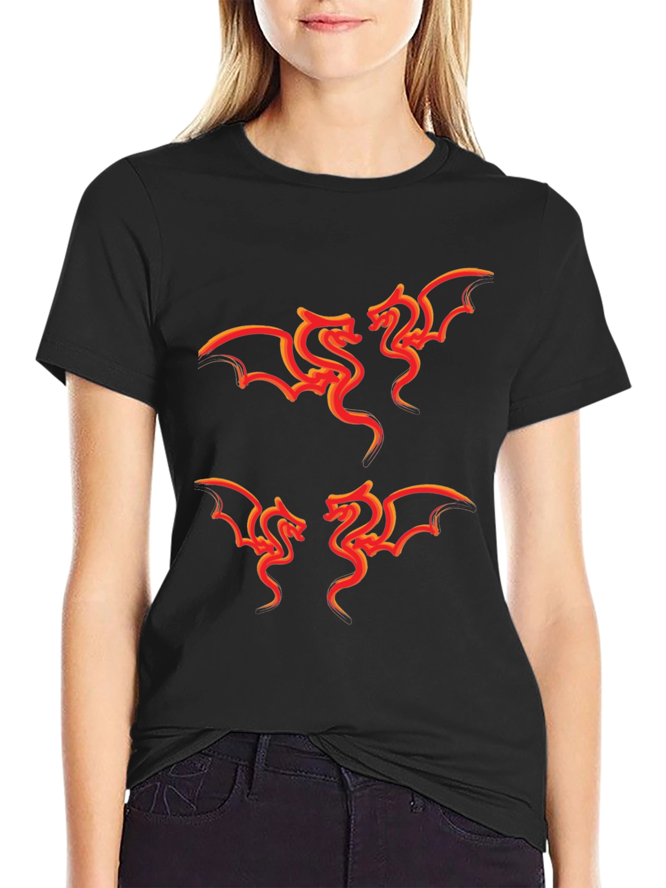 Fiery Dragon Graphic Tee - Stylish Black T-Shirt