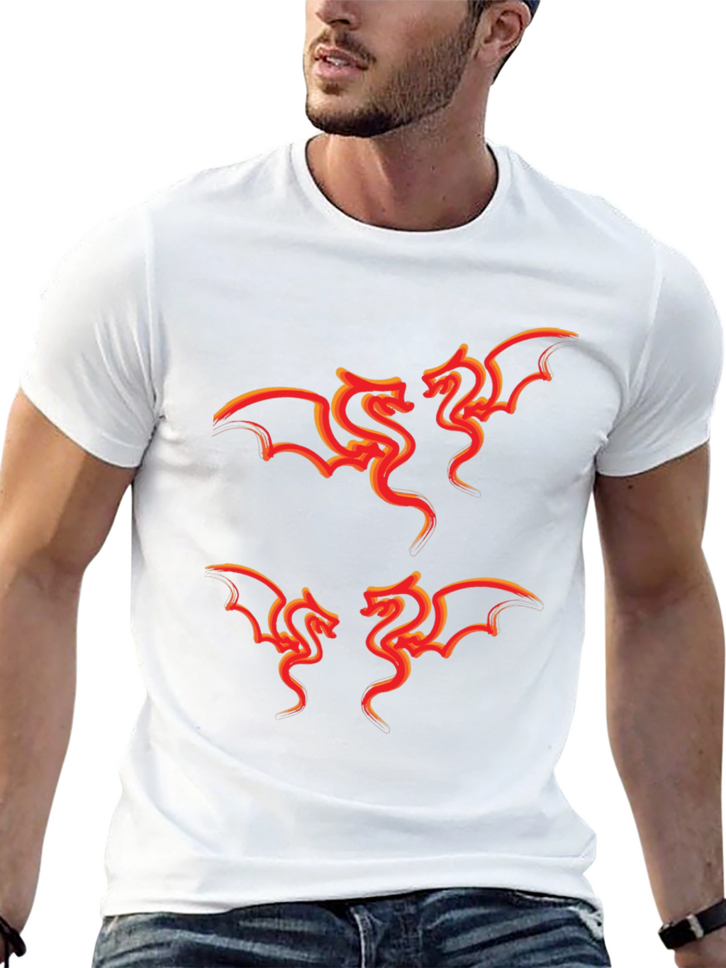 Fiery Dragon Graphic Tee - Stylish Black T-Shirt