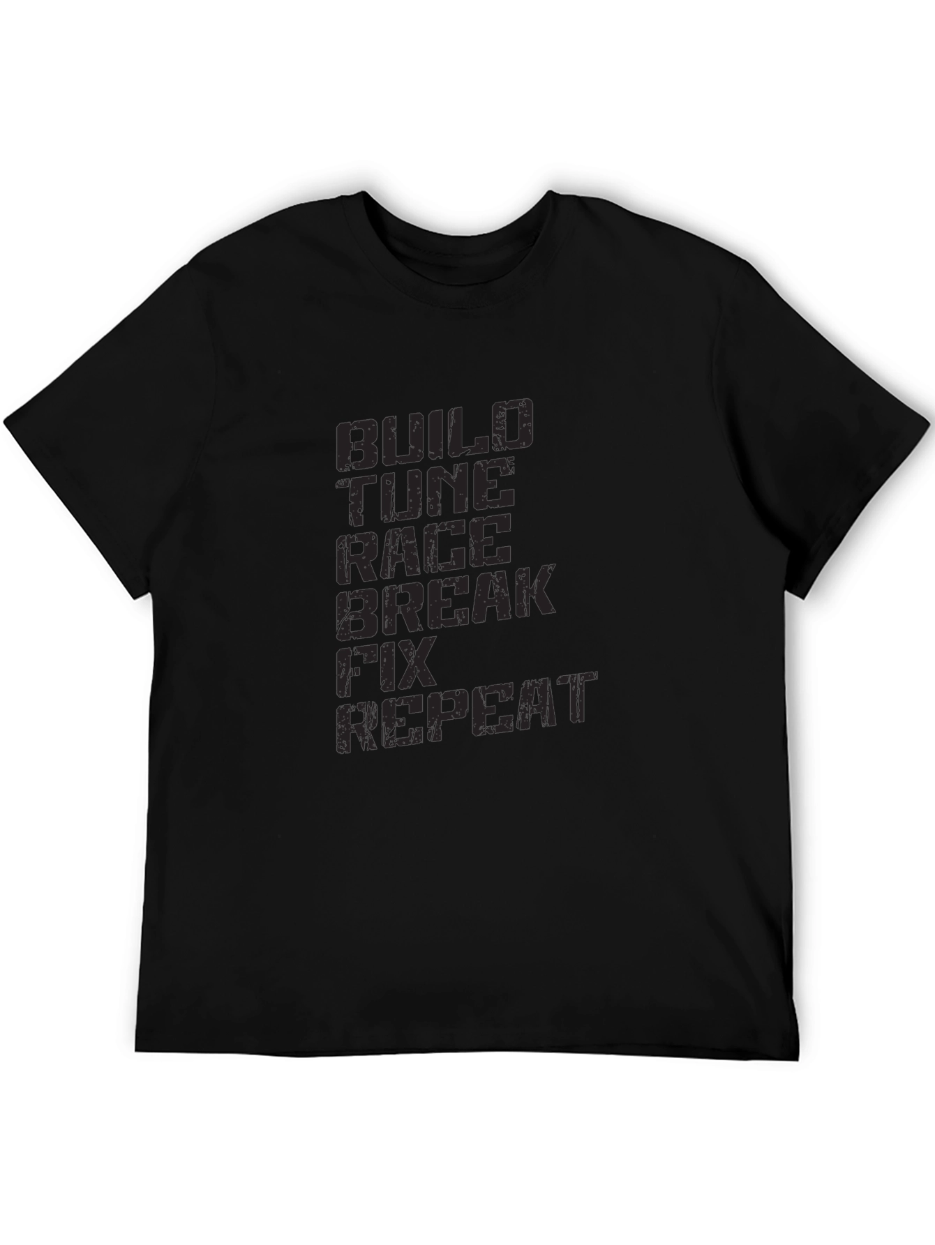 Build Tune Race Repeat Black Graphic Tee