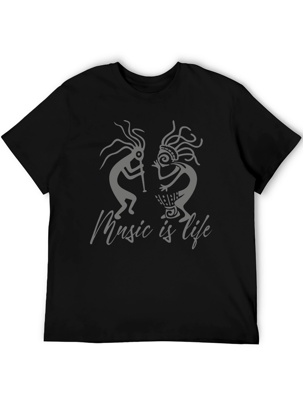 Kokopelli Music is Life Black T-Shirt