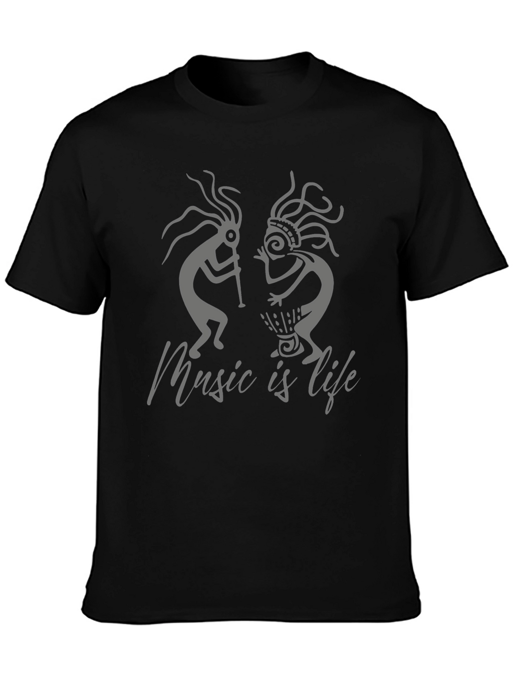 Kokopelli Music is Life Black T-Shirt