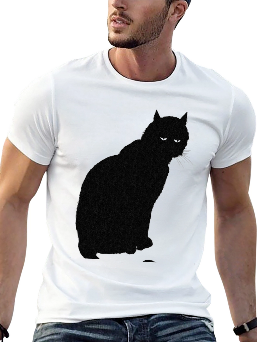 Black Cat Silhouette Mens T-Shirt
