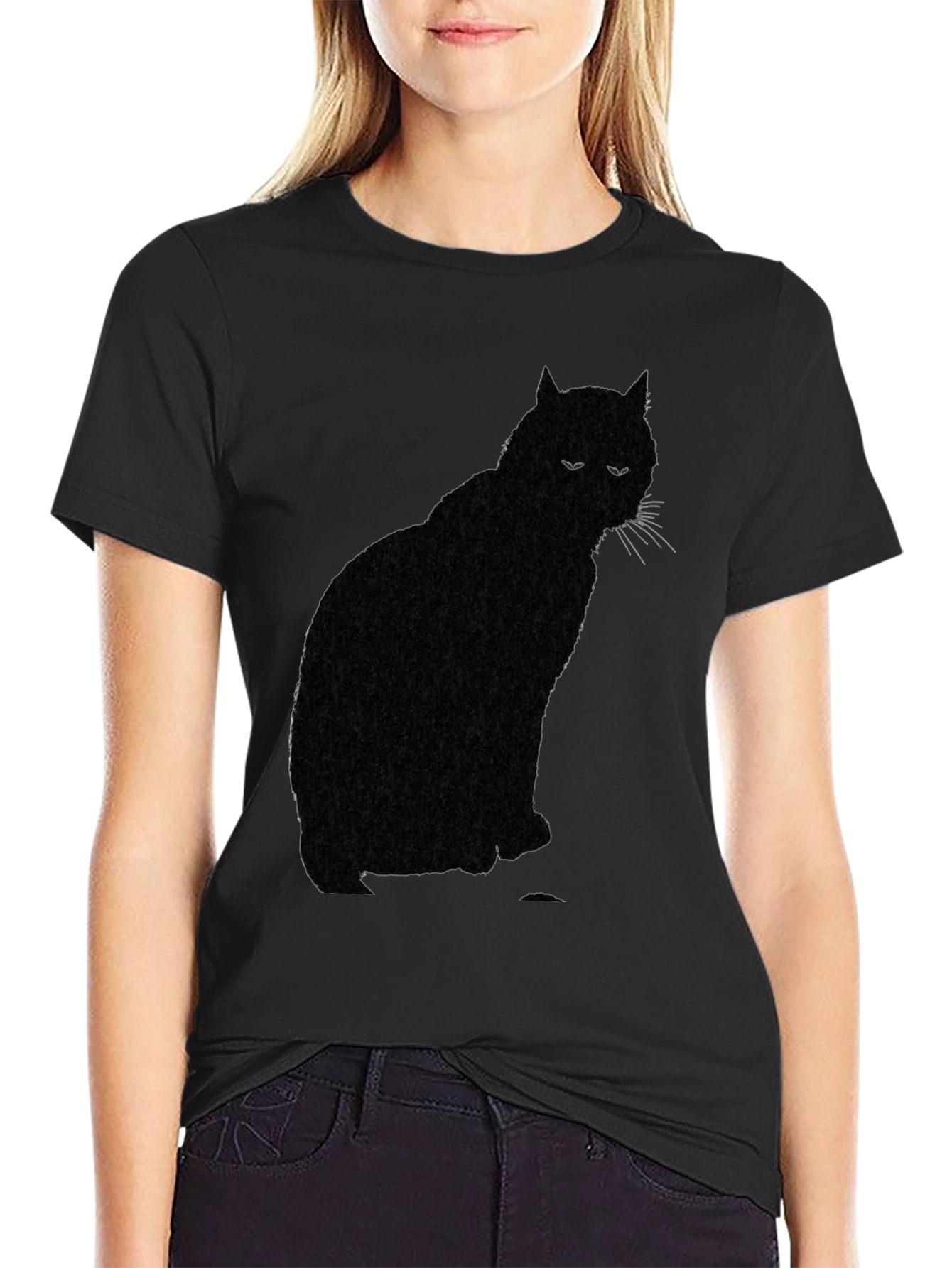 Black Cat Silhouette Mens T-Shirt