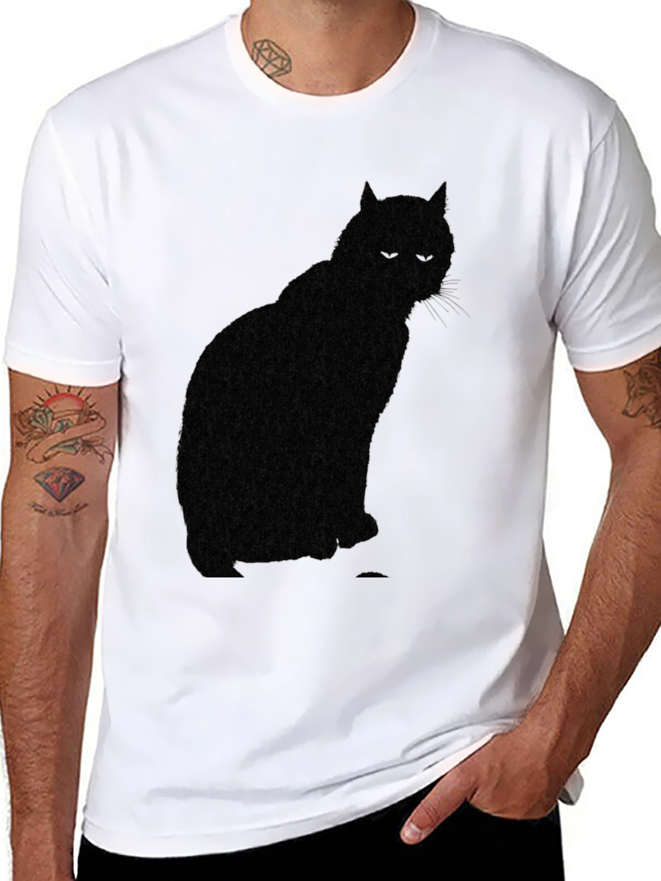 Black Cat Silhouette Mens T-Shirt
