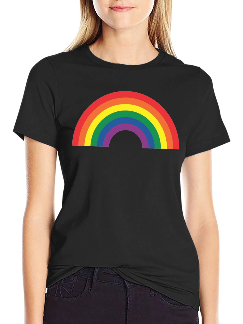 Rainbow Pride Graphic T-Shirt - Black Cotton Blend