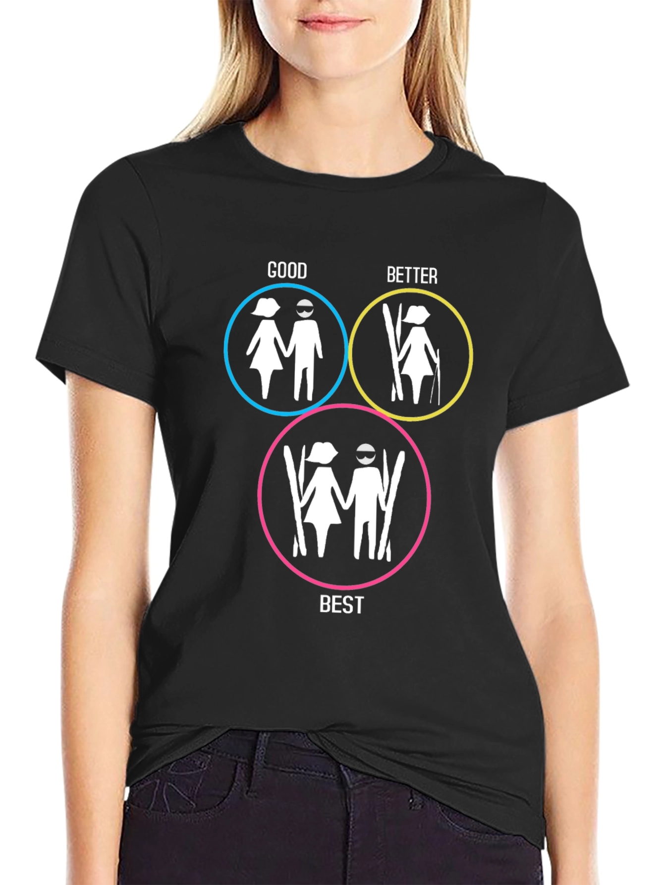 Funny Skiing T-Shirt Good Better Best Winter Sport Tee