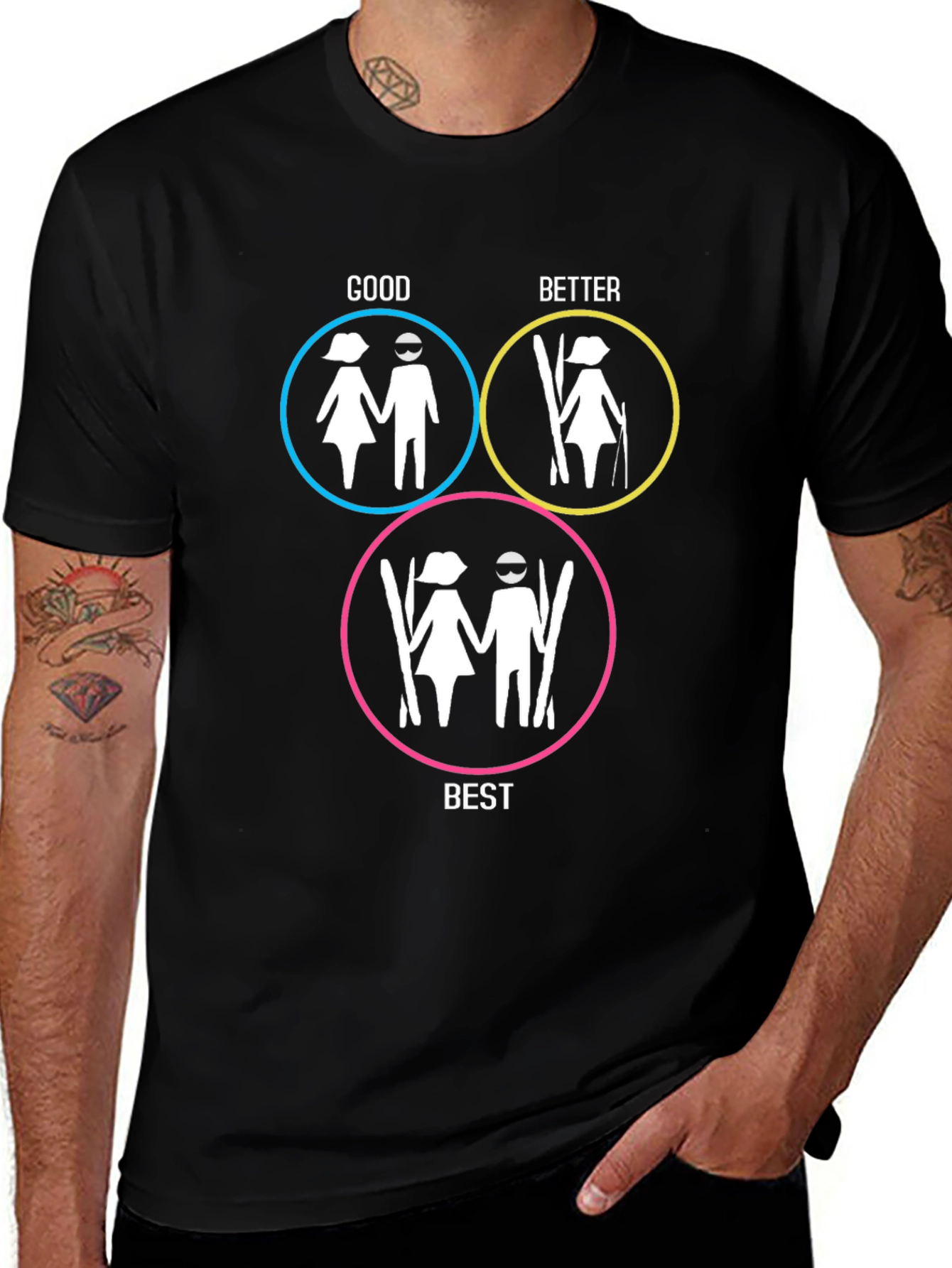 Funny Skiing T-Shirt Good Better Best Winter Sport Tee