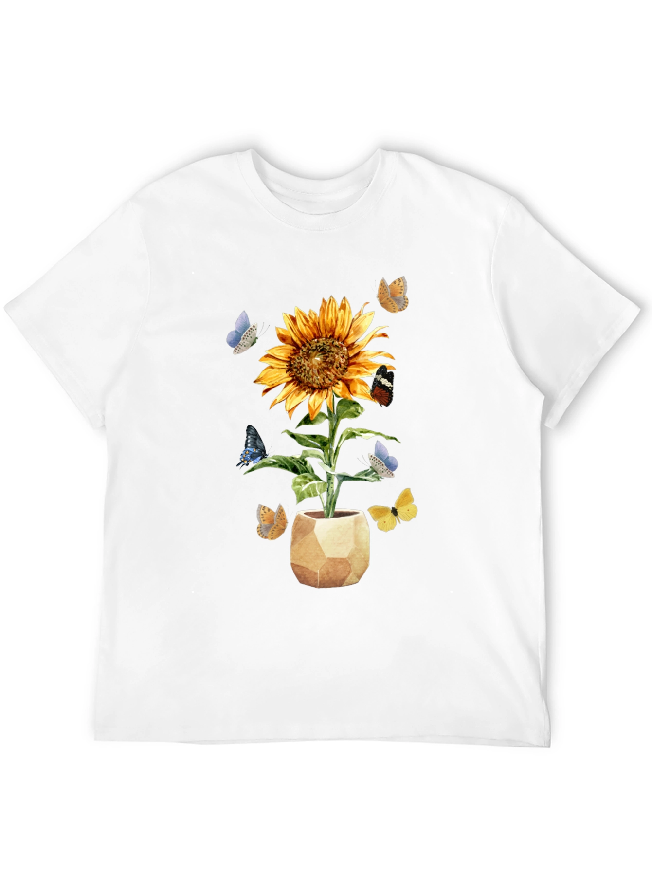Sunflower & Butterfly Graphic Tee - Black
