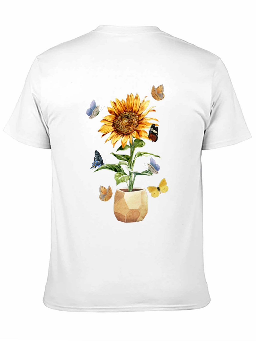 Sunflower & Butterfly Graphic Tee - Black