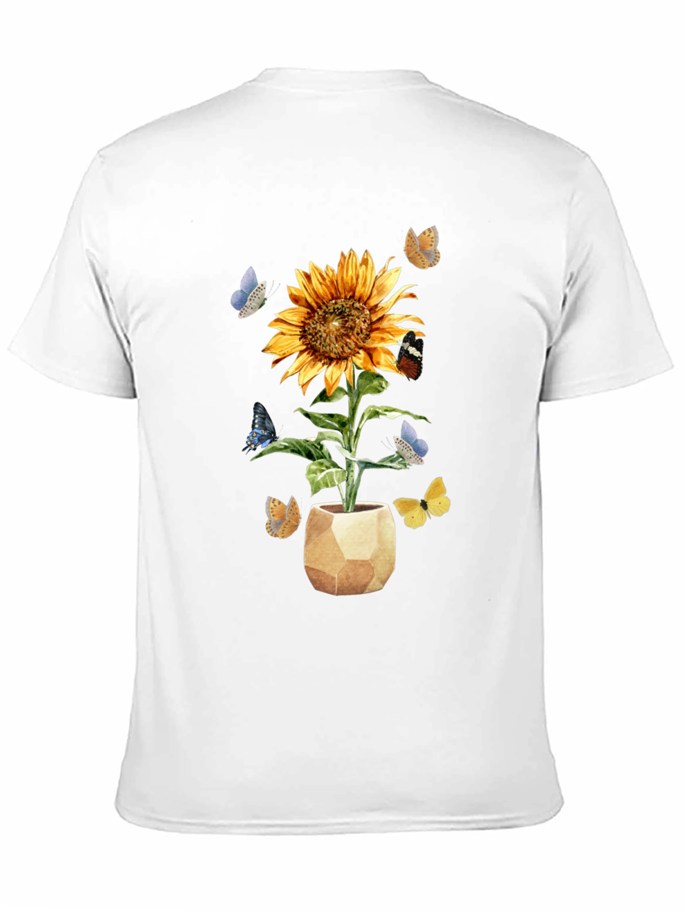 Sunflower & Butterfly Graphic Tee - Black