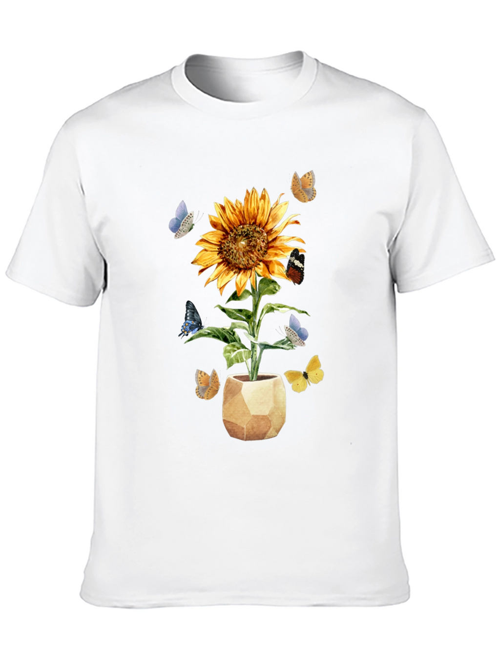 Sunflower & Butterfly Graphic Tee - Black