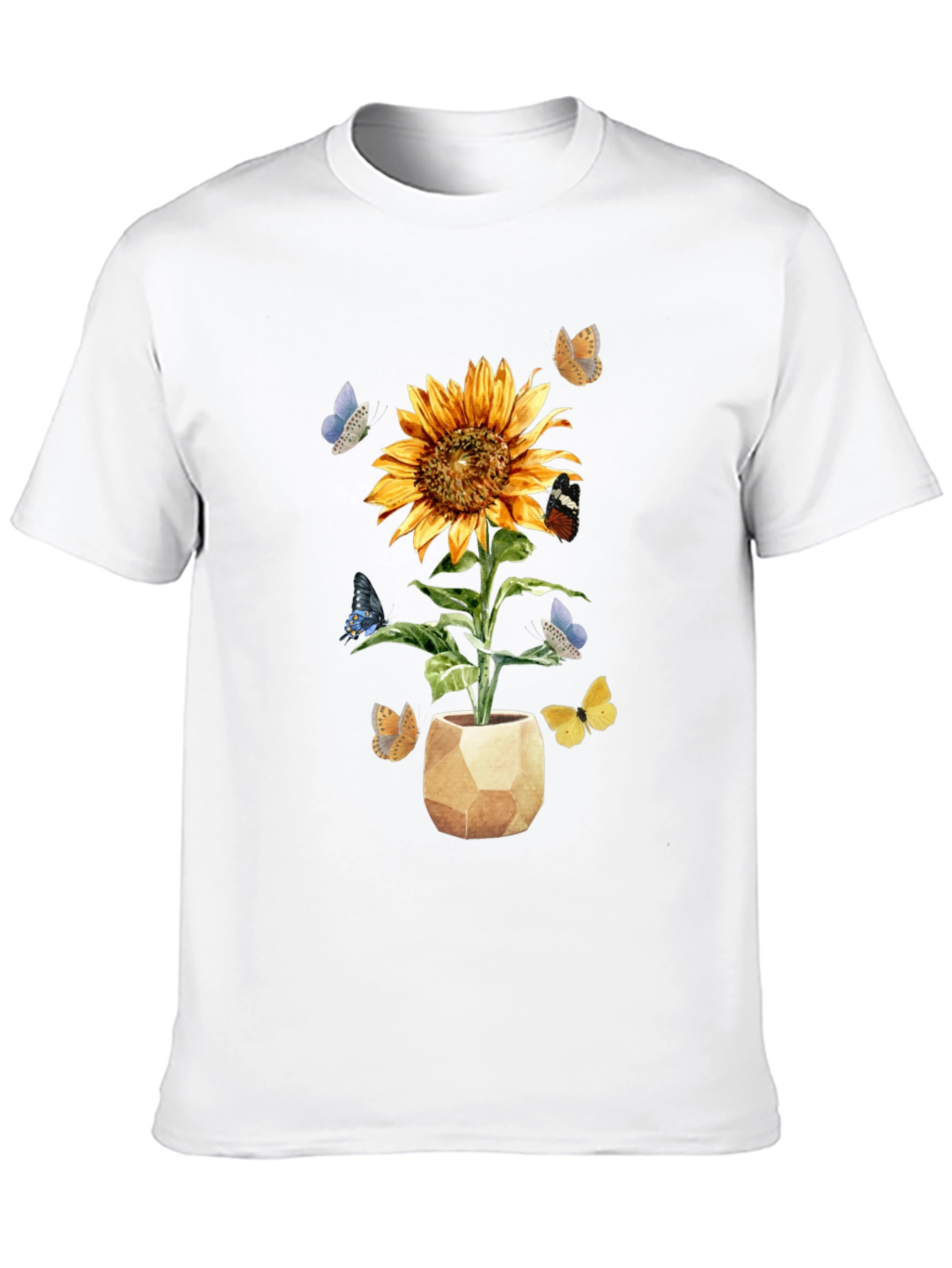 Sunflower & Butterfly Graphic Tee - Black
