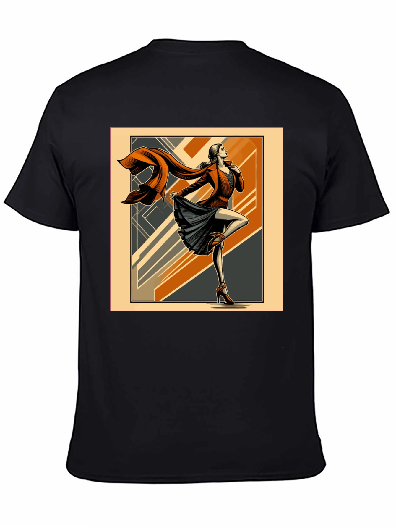 Art Deco Fashion Tee - Retro Style Black T-Shirt