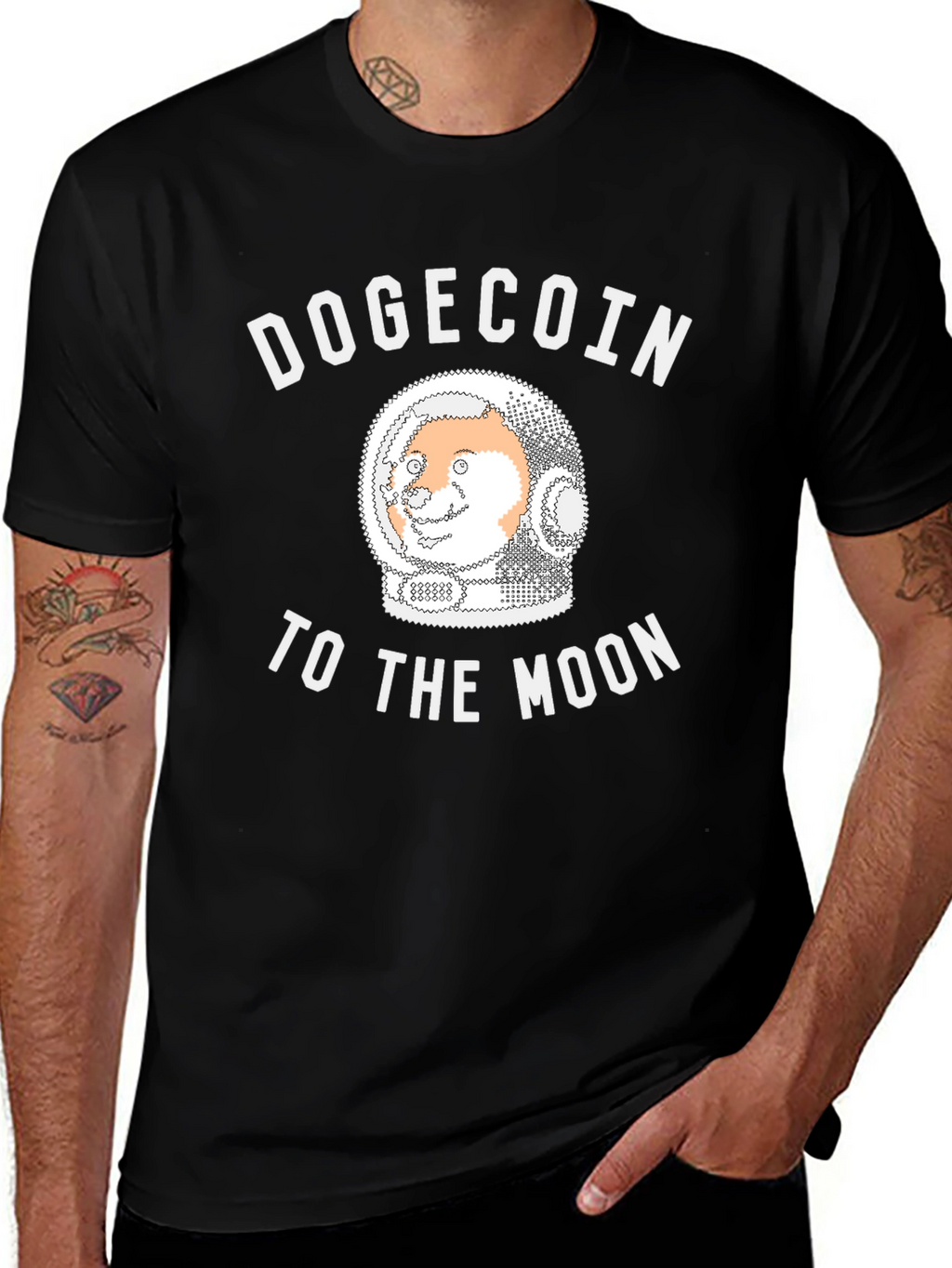 Dogecoin To The Moon Black T-Shirt