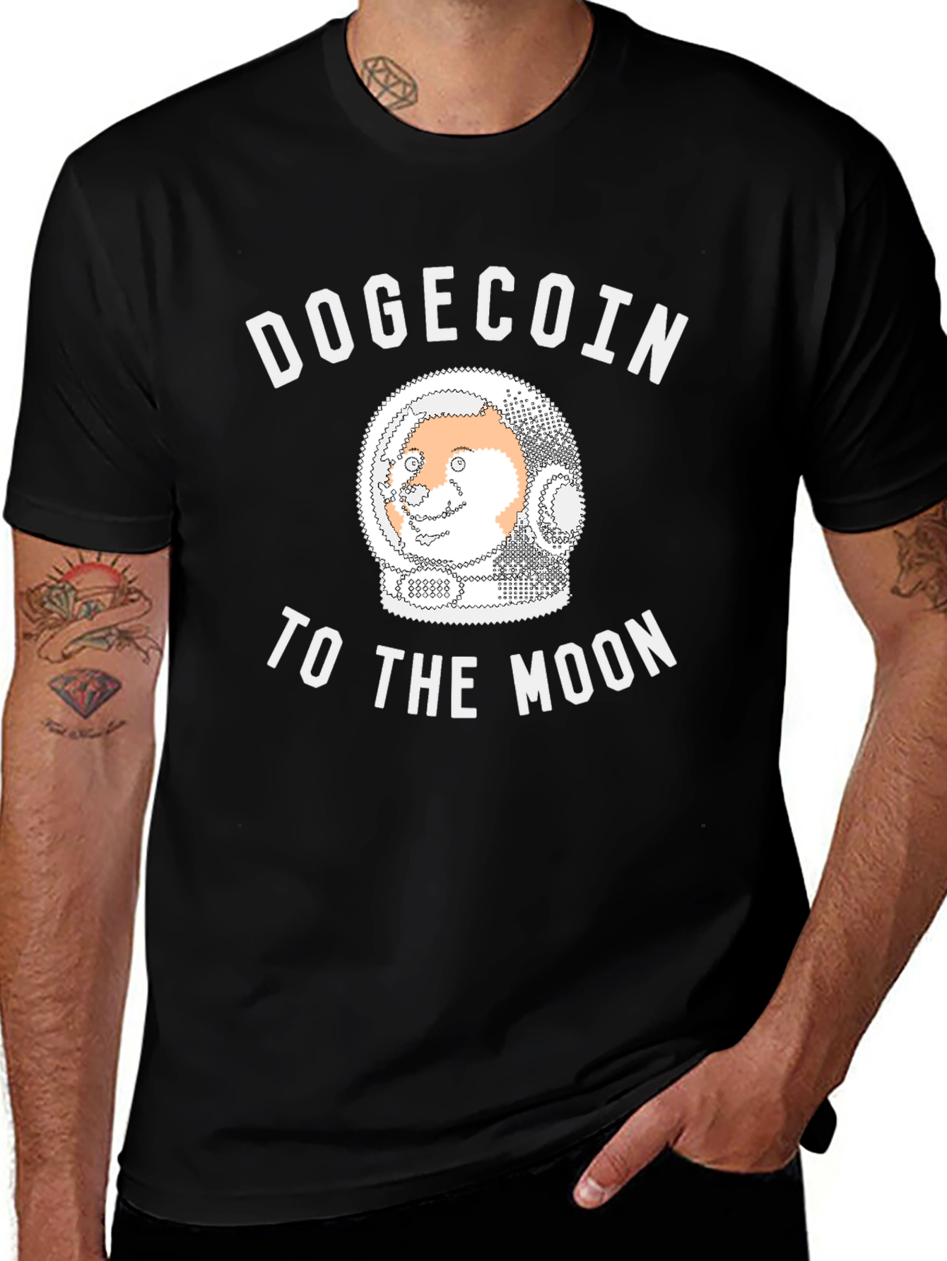 Dogecoin To The Moon Black T-Shirt