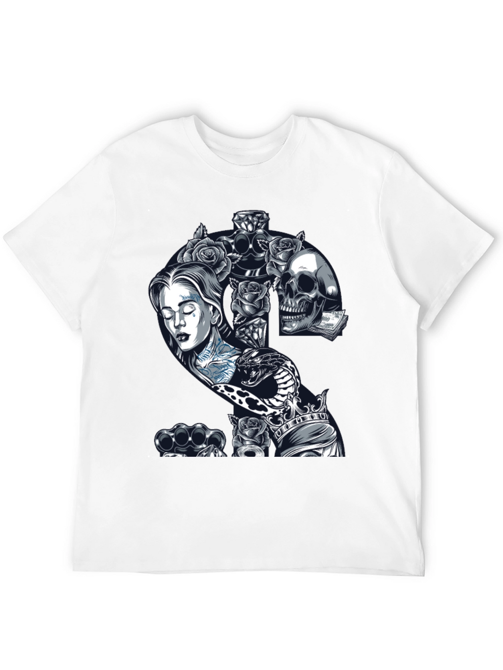 Edgy Tattoo Graphic T-Shirt - Black
