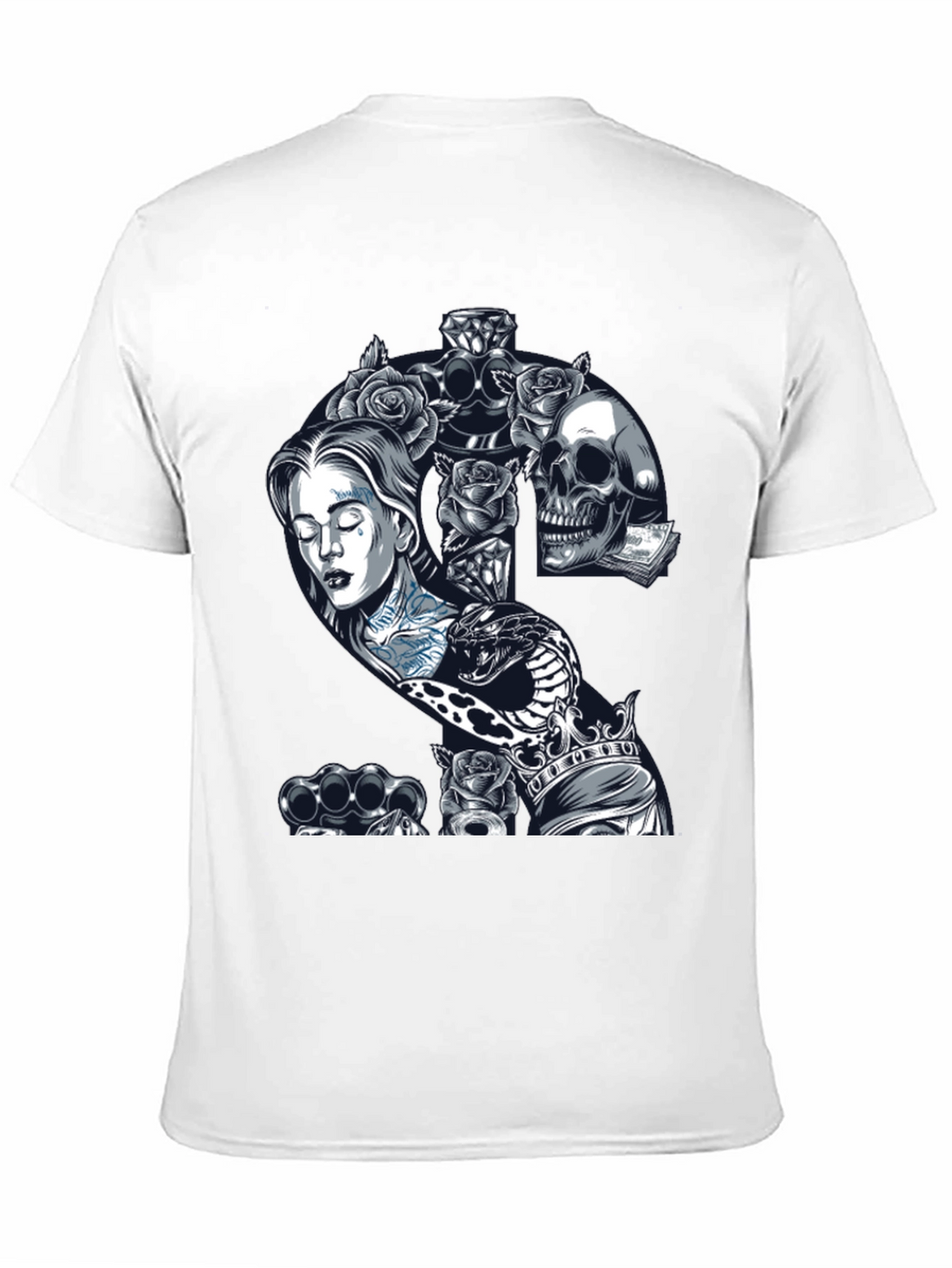 Edgy Tattoo Graphic T-Shirt - Black