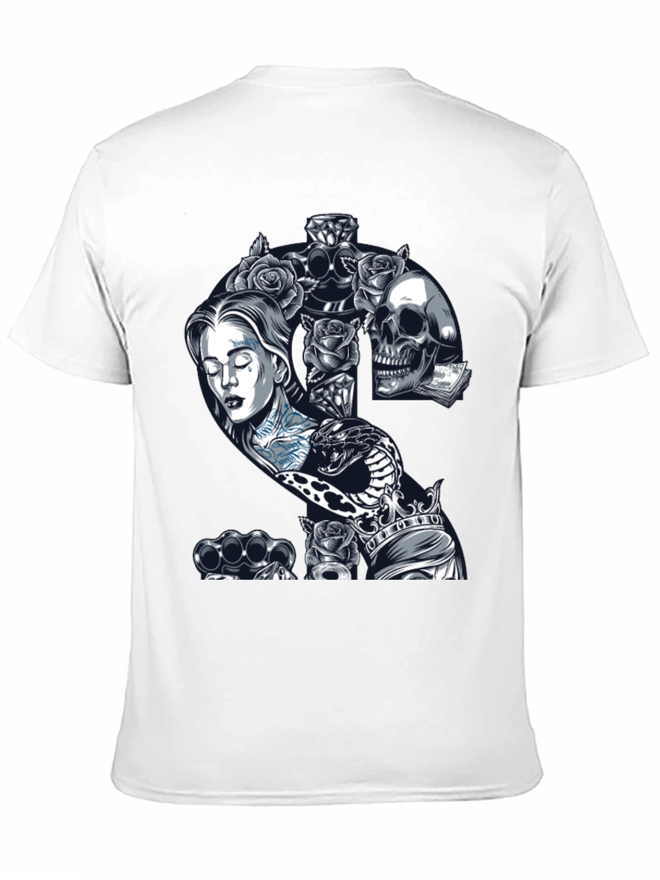 Edgy Tattoo Graphic T-Shirt - Black