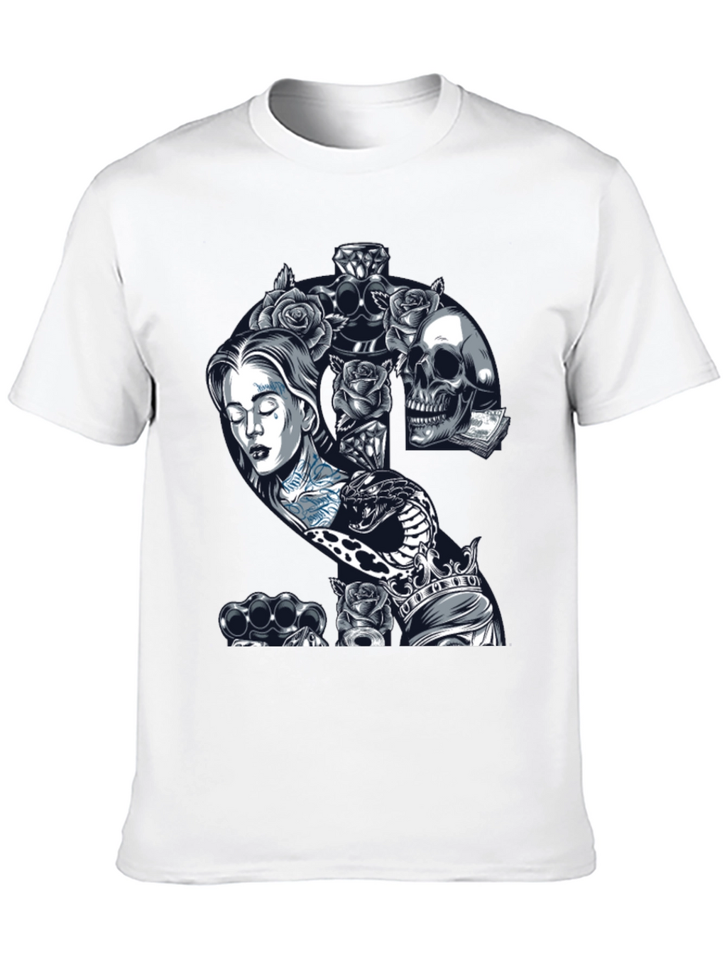 Edgy Tattoo Graphic T-Shirt - Black