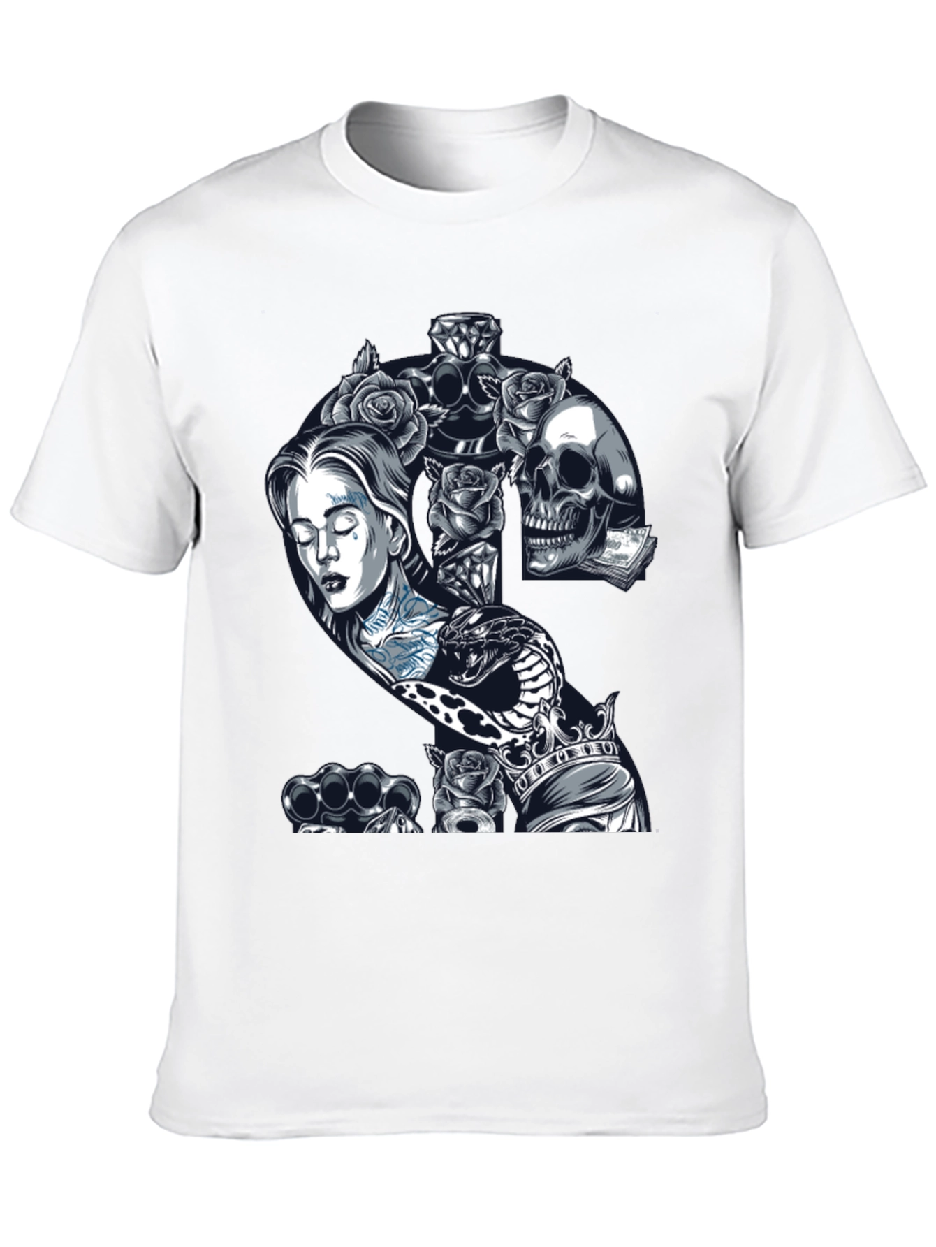Edgy Tattoo Graphic T-Shirt - Black