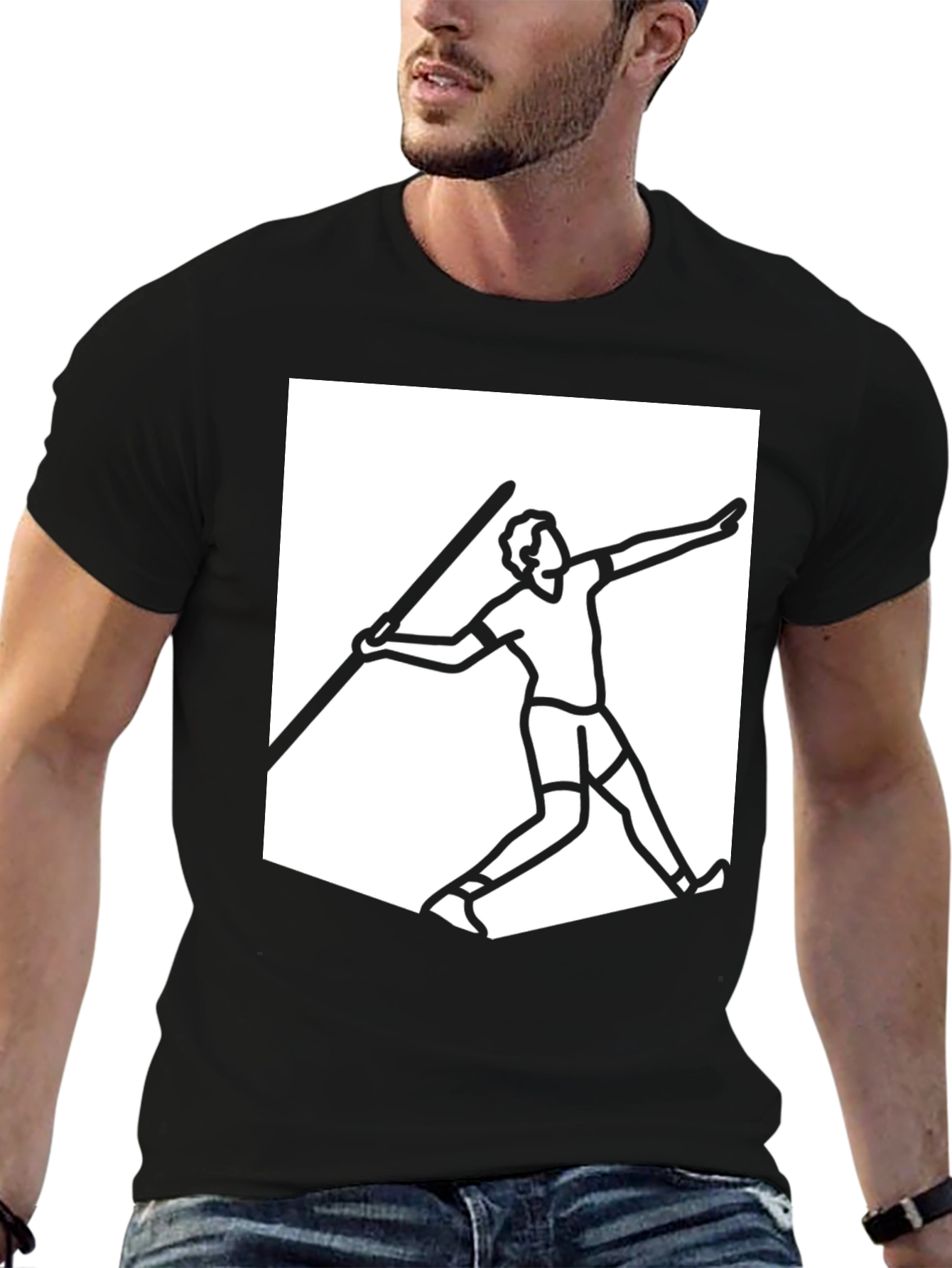 Javelin Thrower Graphic Tee - Black