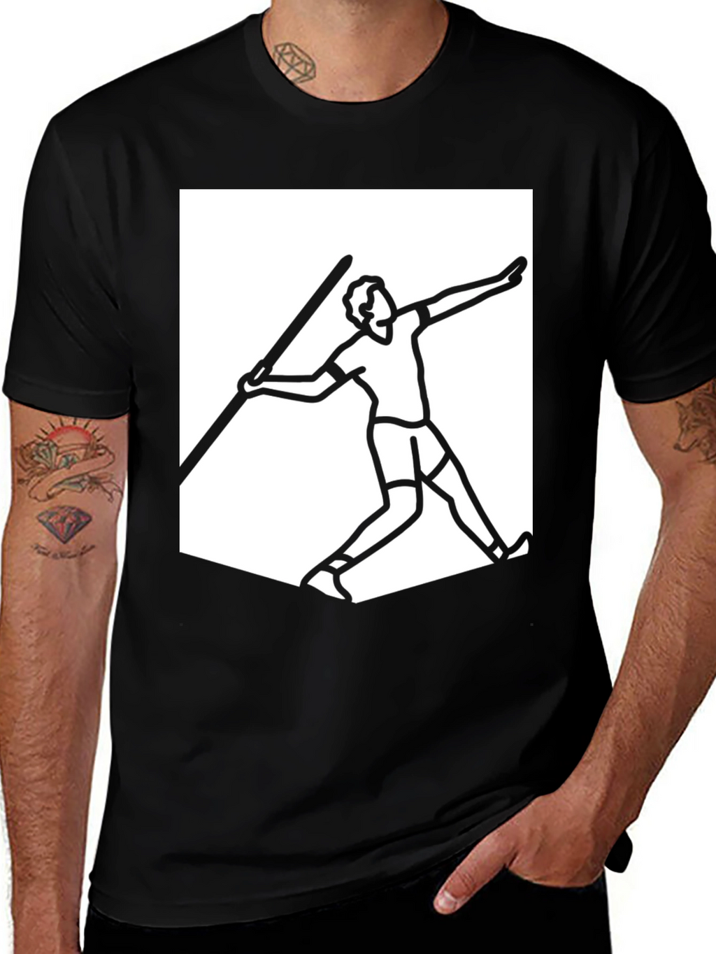 Javelin Thrower Graphic Tee - Black