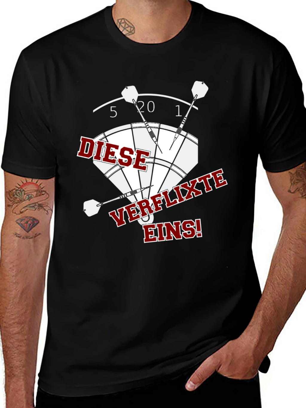 Darts Graphic Tee - Diese Verflixte Eins! Black Shirt