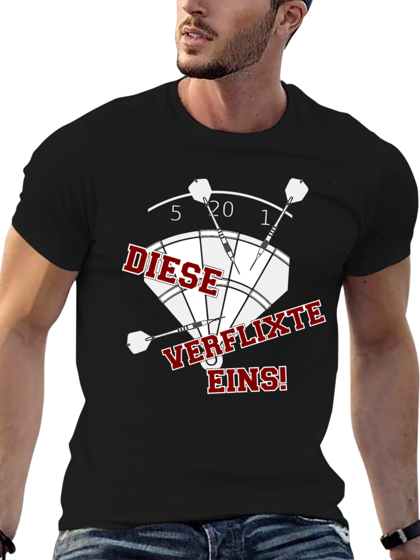 Darts Graphic Tee - Diese Verflixte Eins! Black Shirt