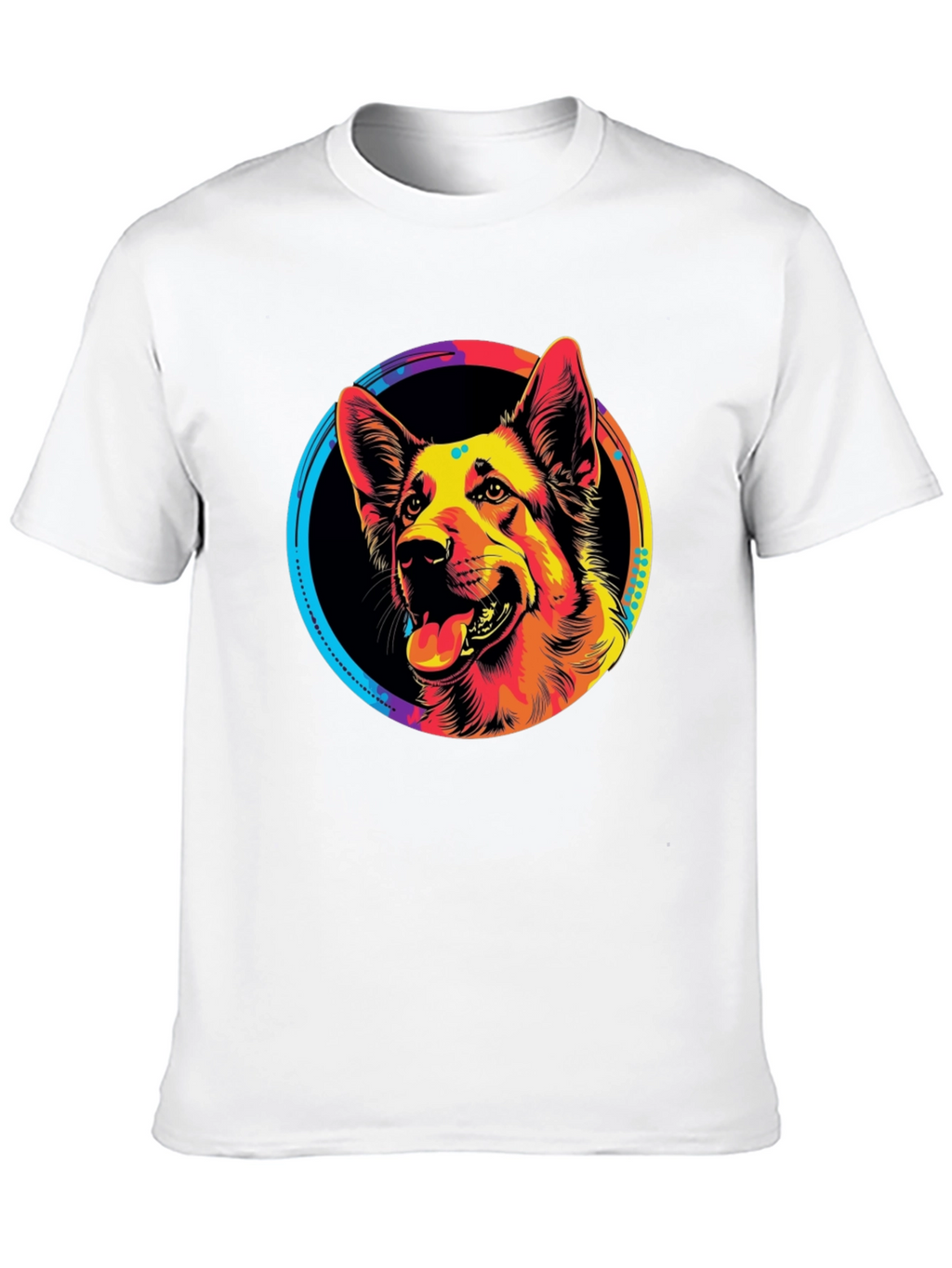 Vibrant German Shepherd Graphic Tee - Black