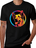 Vibrant German Shepherd Graphic Tee - Black