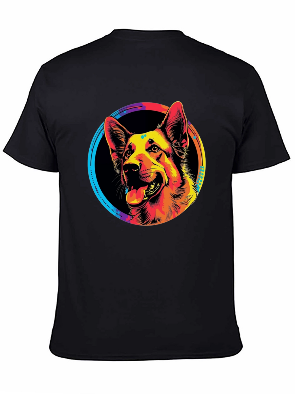 Vibrant German Shepherd Graphic Tee - Black
