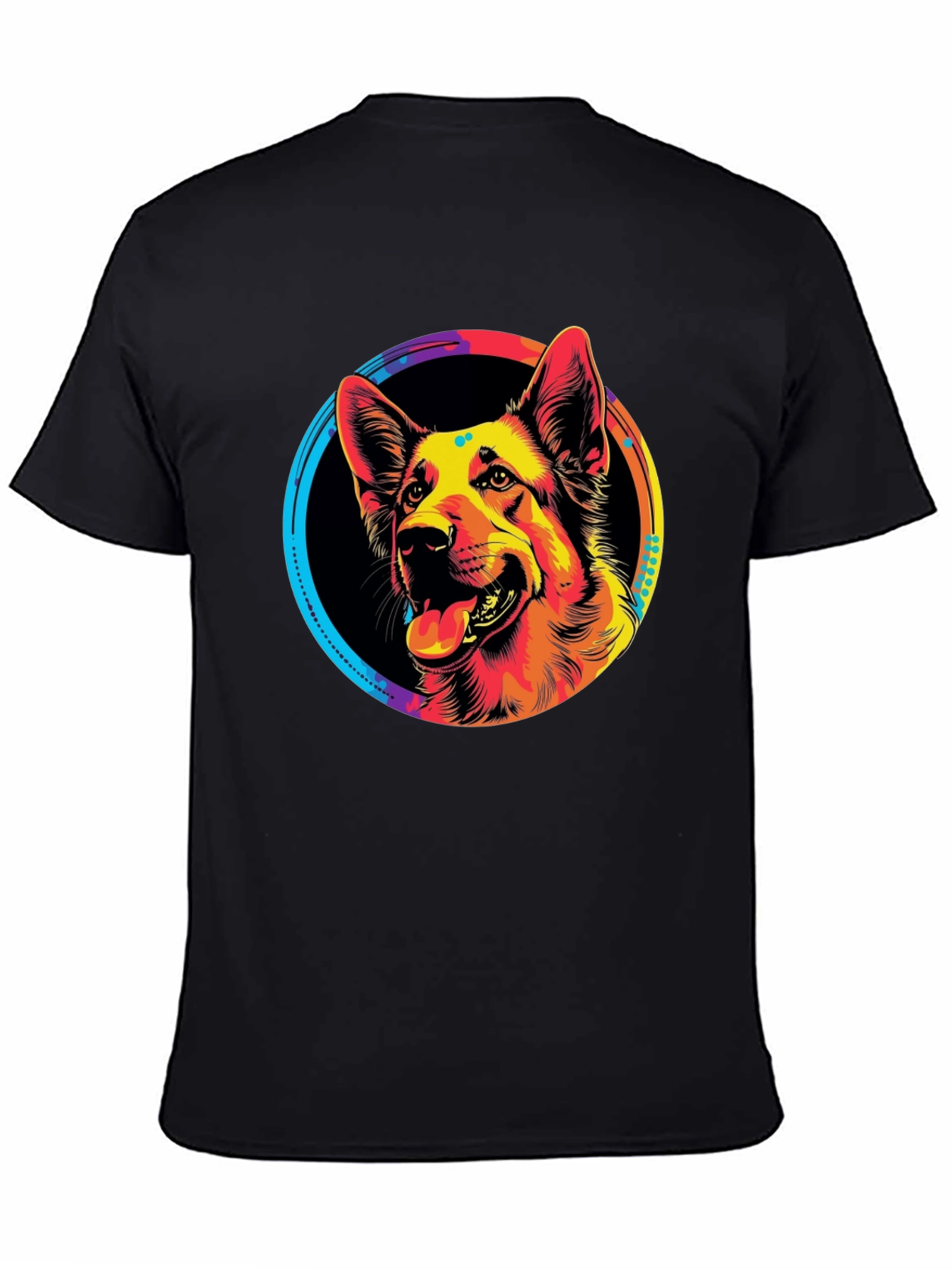 Vibrant German Shepherd Graphic Tee - Black