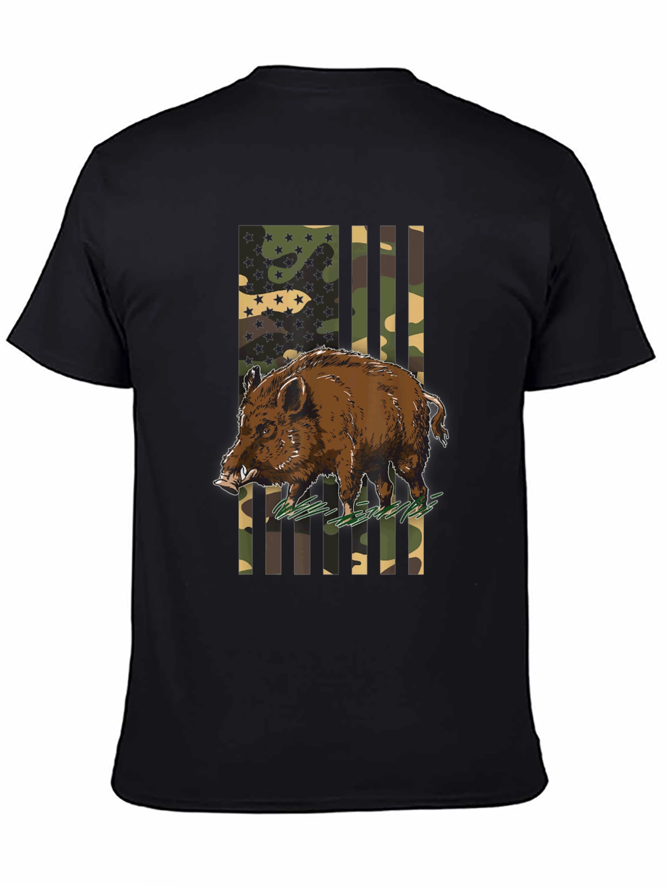 Wild Boar Camo Flag Graphic Tee