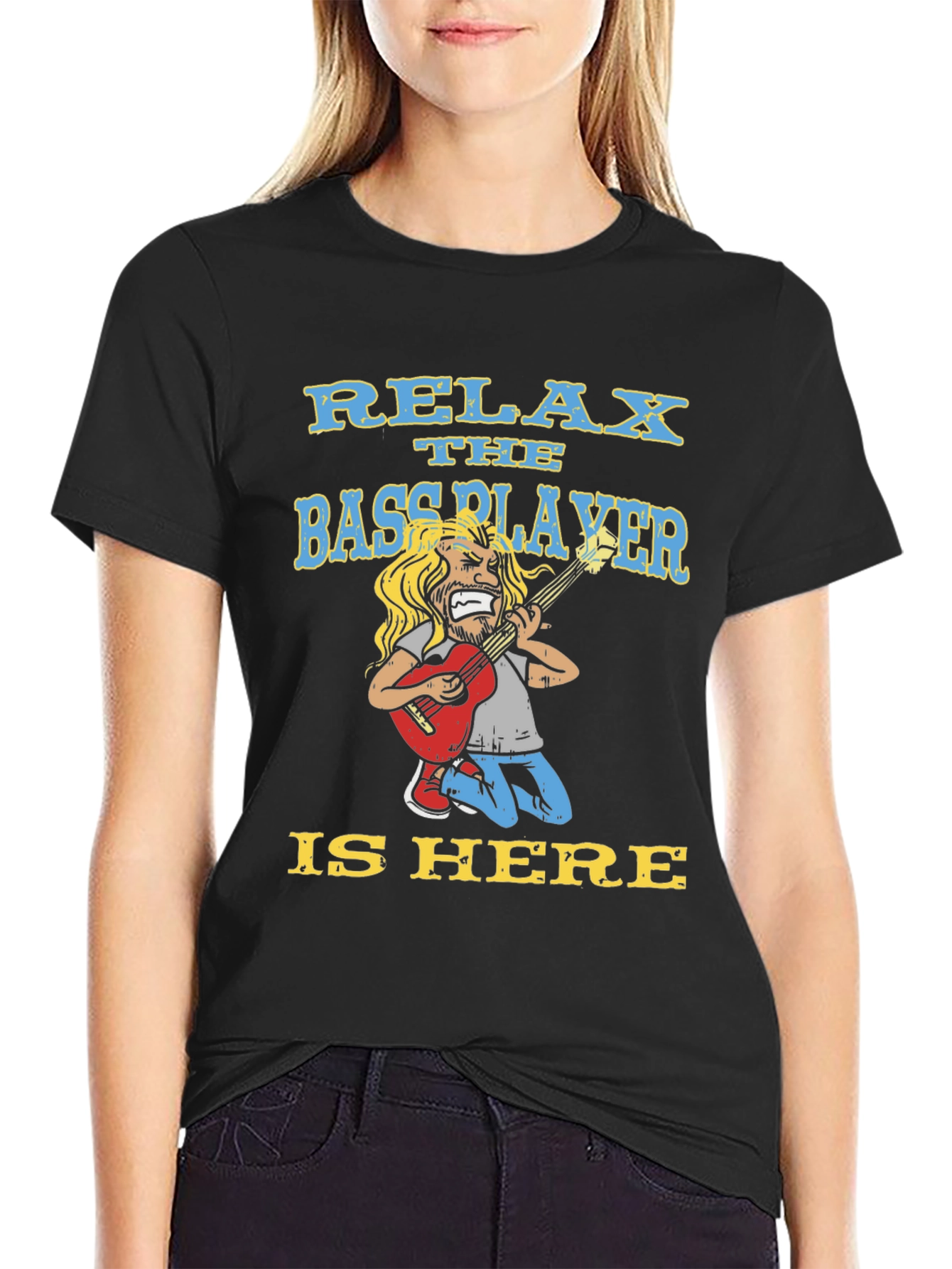 Relax Bassplayer Here T-Shirt Funny Music Tee