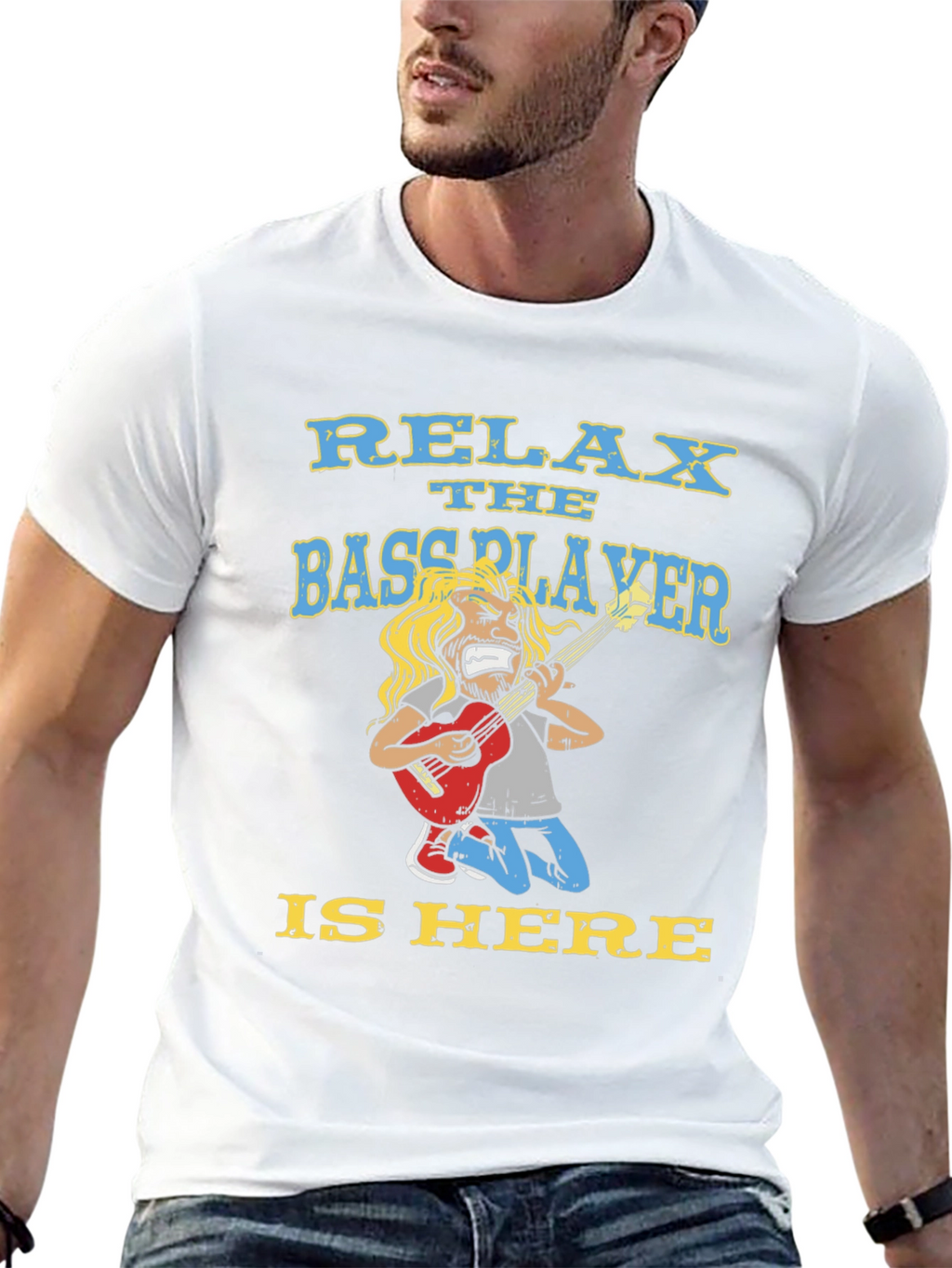 Relax Bassplayer Here T-Shirt Funny Music Tee