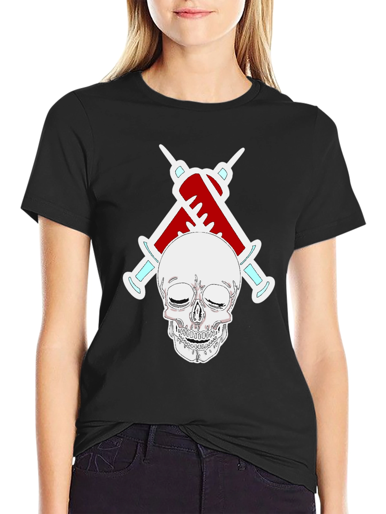 Skull & Syringe Graphic T-Shirt - Edgy & Unique Design