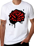 Red Rose Graphic Black T-Shirt