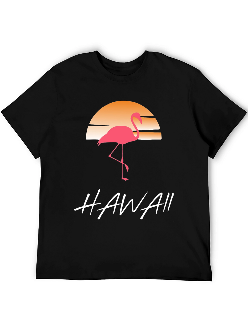 Hawaii Flamingo T-Shirt Sunset Design