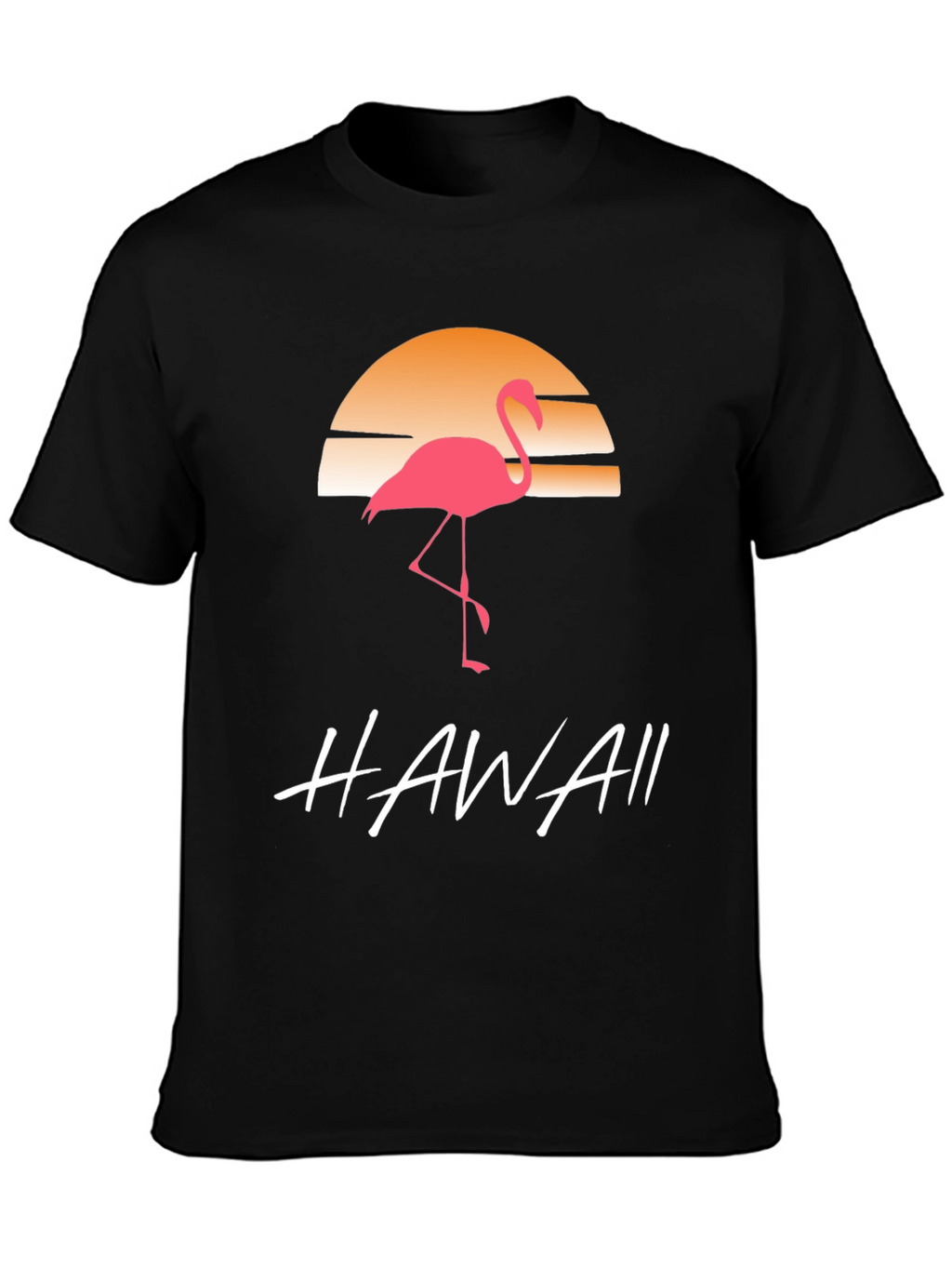 Hawaii Flamingo T-Shirt Sunset Design