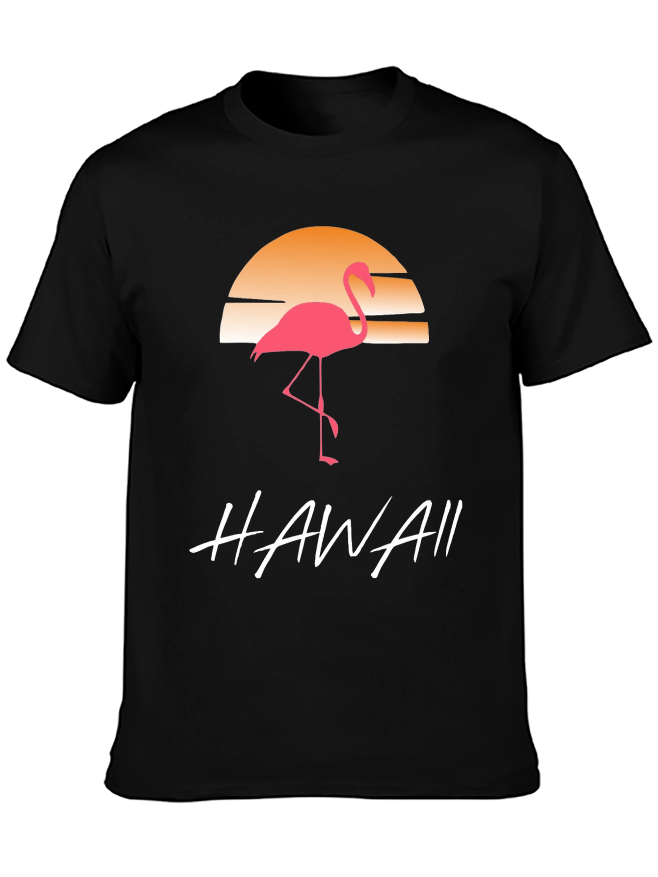 Hawaii Flamingo T-Shirt Sunset Design