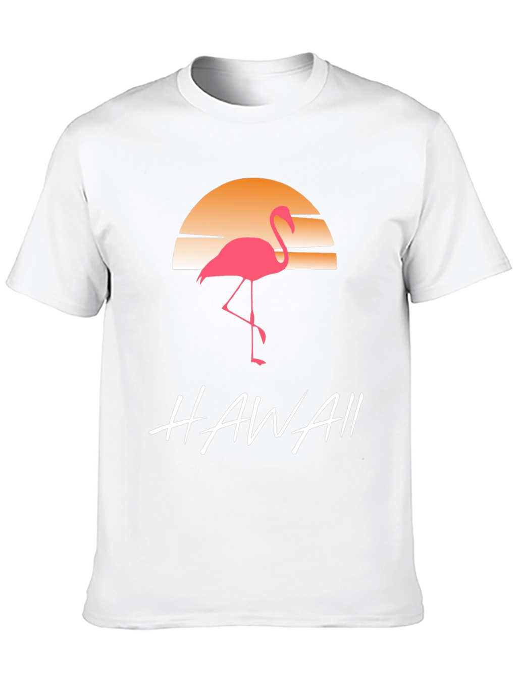 Hawaii Flamingo T-Shirt Sunset Design